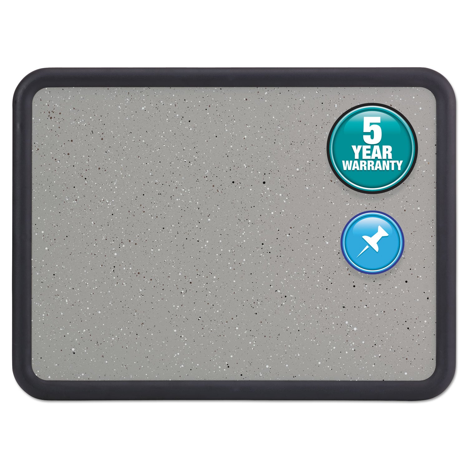 Contour Granite Board, 48 x 36, Granite Gray Surface, Black Plastic Frame -