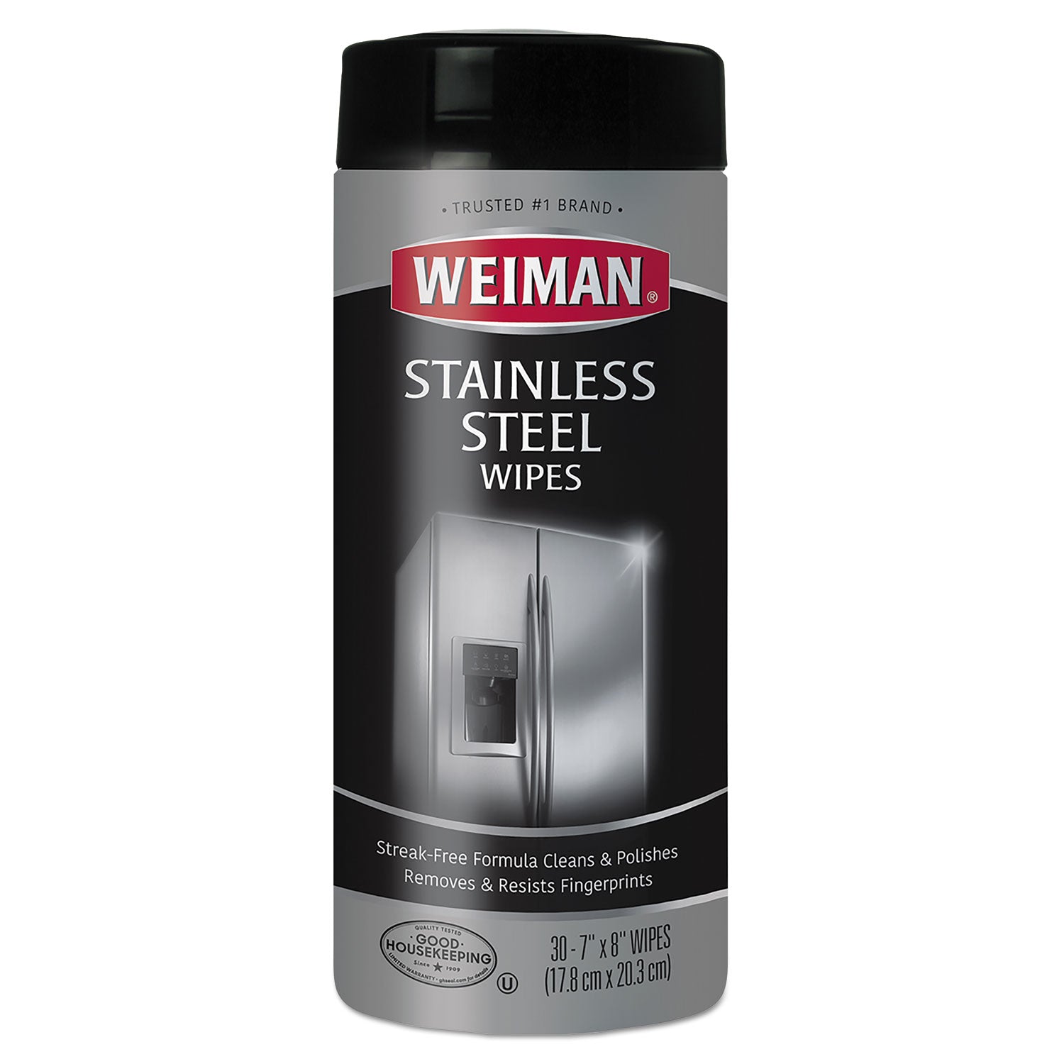 Stainless Steel Wipes, 1-Ply, 7 x 8, White, 30/Canister -