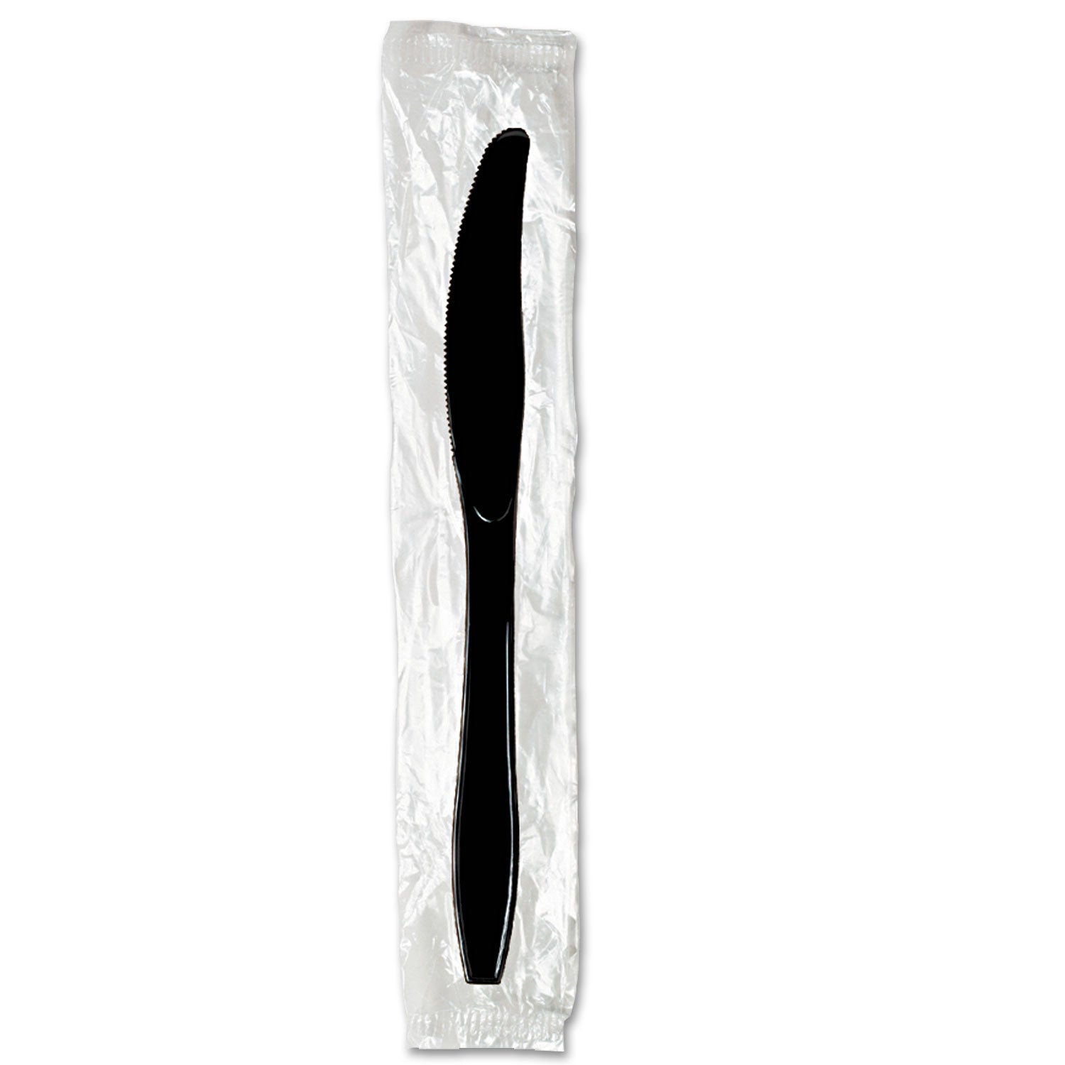 Individually Wrapped Heavyweight Knives, Polystyrene, Black, 1,000/Carton -
