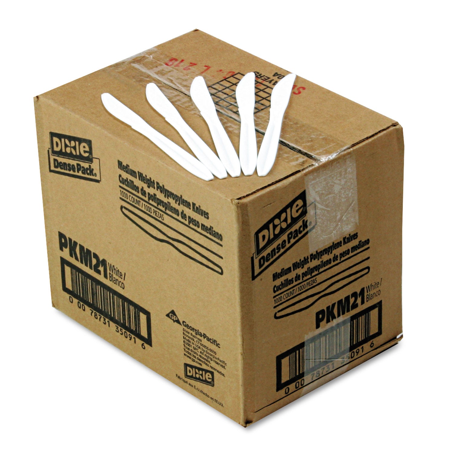 Plastic Cutlery, Mediumweight Knives, White, 1,000/Carton -