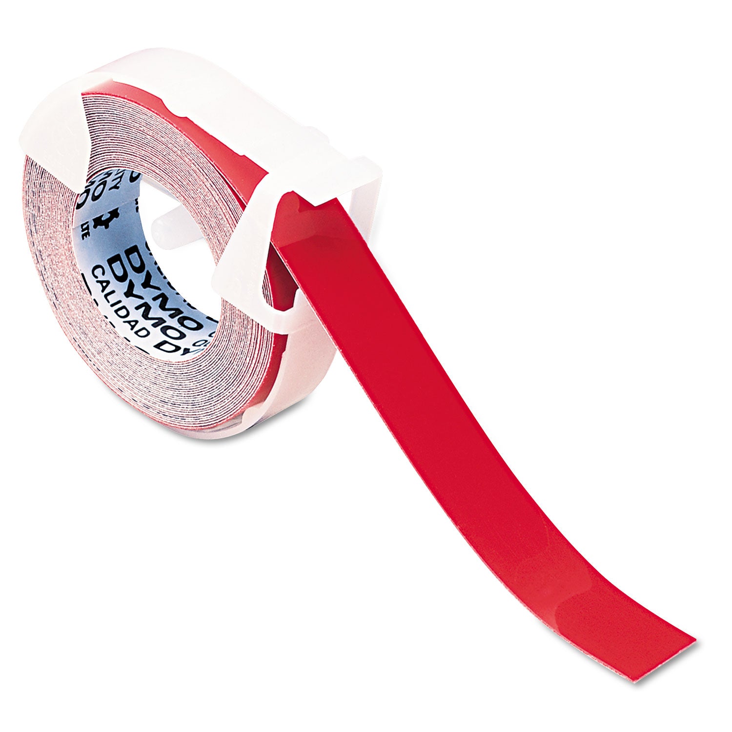Self-Adhesive Glossy Labeling Tape for Embossers, 0.37" x 12 ft Roll, Red -