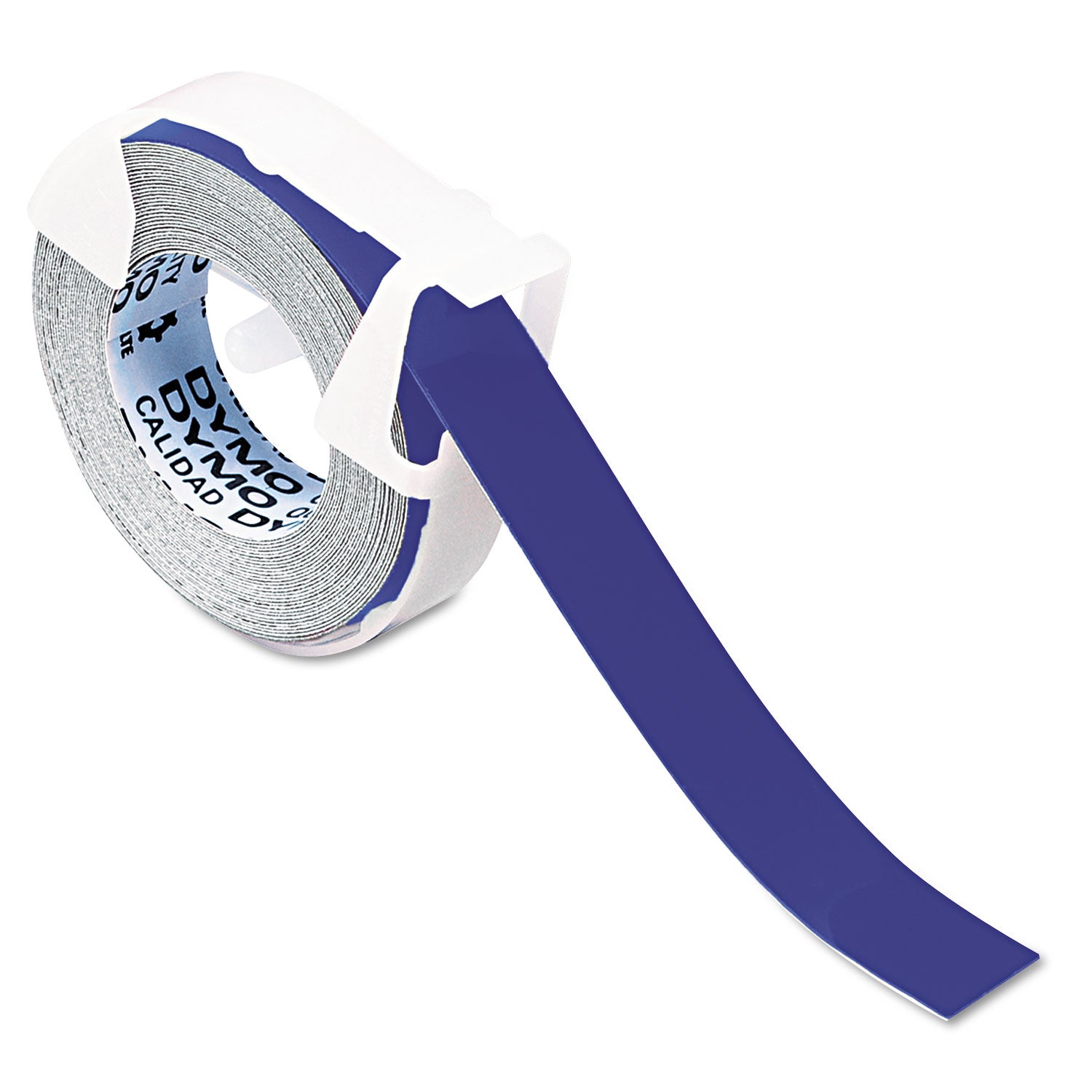 Self-Adhesive Glossy Labeling Tape for Embossers, 0.37" x 12 ft Roll, Blue -