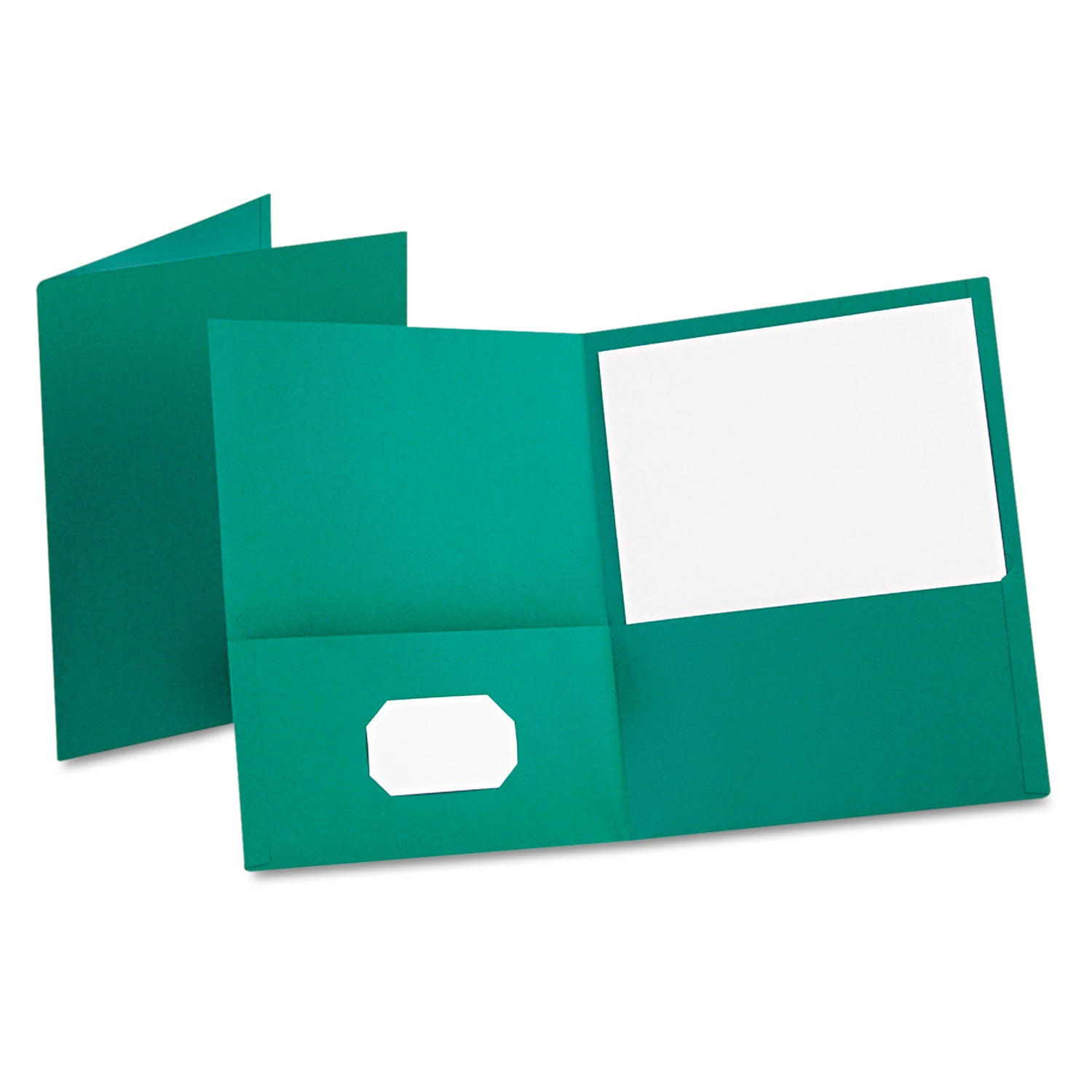 Twin-Pocket Folder, Embossed Leather Grain Paper, 0.5" Capacity, 11 x 8.5, Teal, 25/Box -