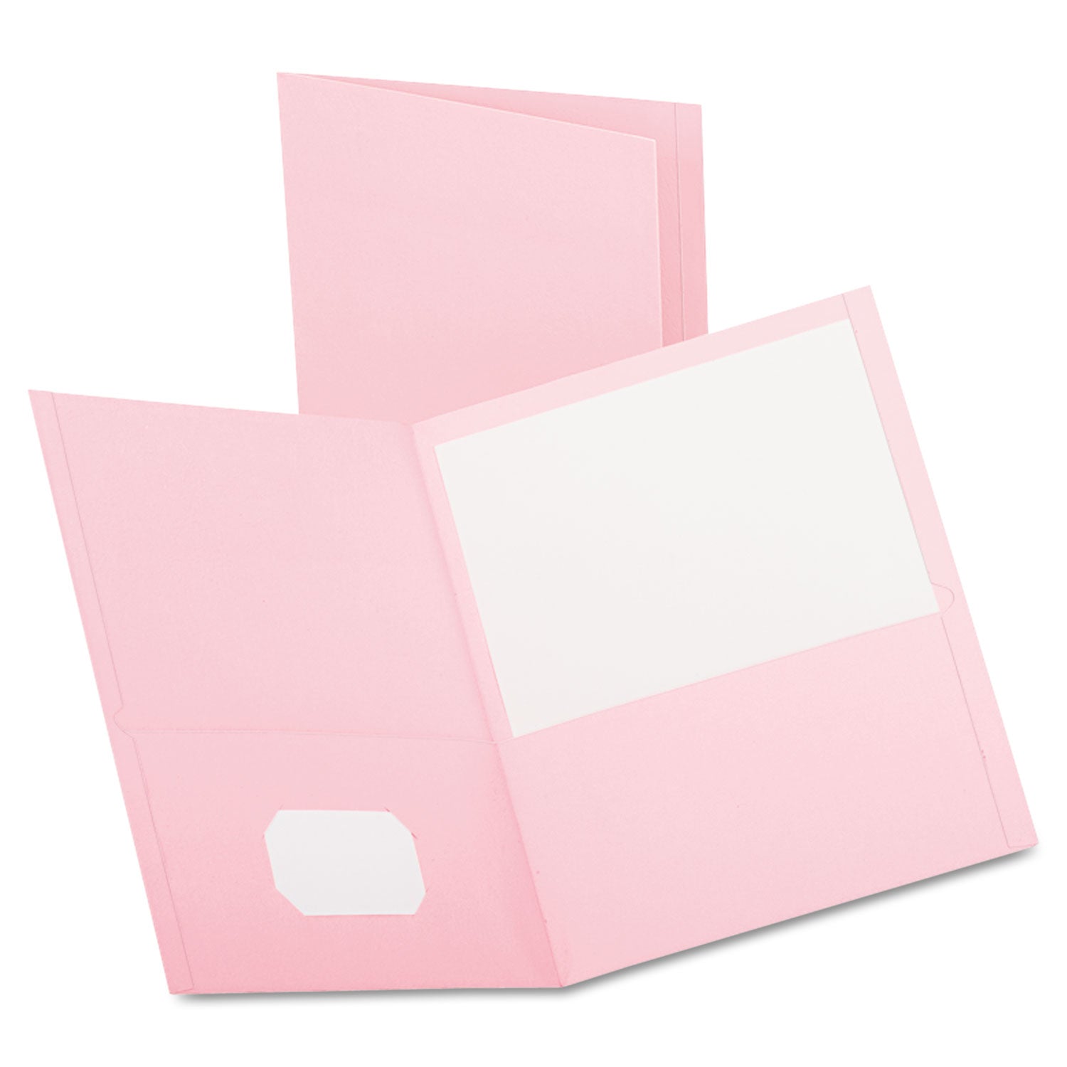 Twin-Pocket Folder, Embossed Leather Grain Paper, 0.5" Capacity, 11 x 8.5, Pink, 25/Box -