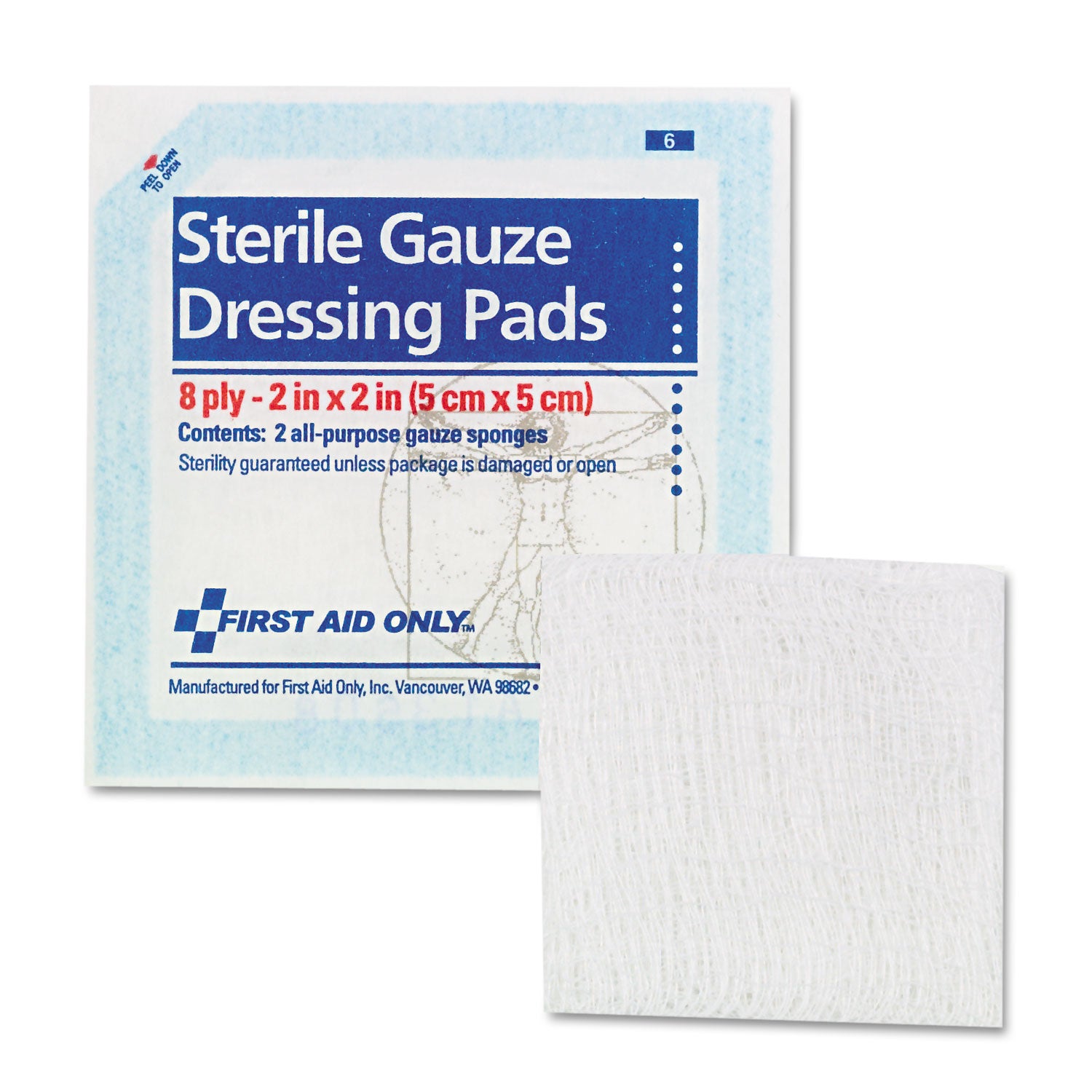 SmartCompliance Gauze Pads, Sterile, 8-Ply, 2 x 2, 5 Dual-Pads/Pack -