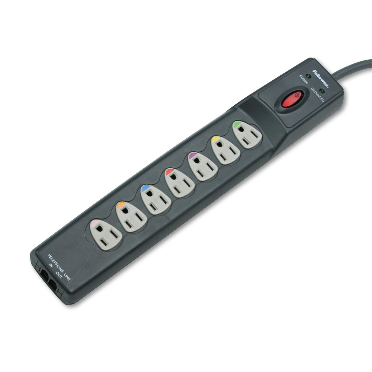 Power Guard Surge Protector, 7 AC Outlets, 12 ft Cord, 1,600 J, Graphite Gray -