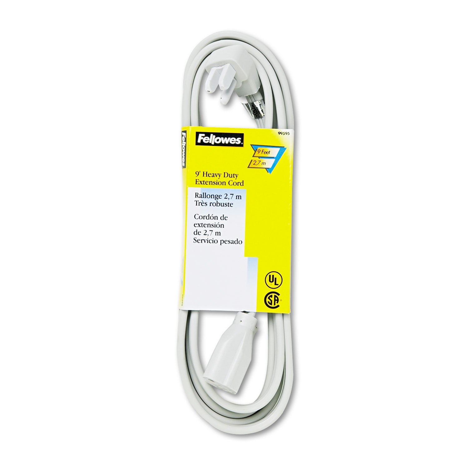 Indoor Heavy-Duty Extension Cord, 9 ft, 15 A, Gray -