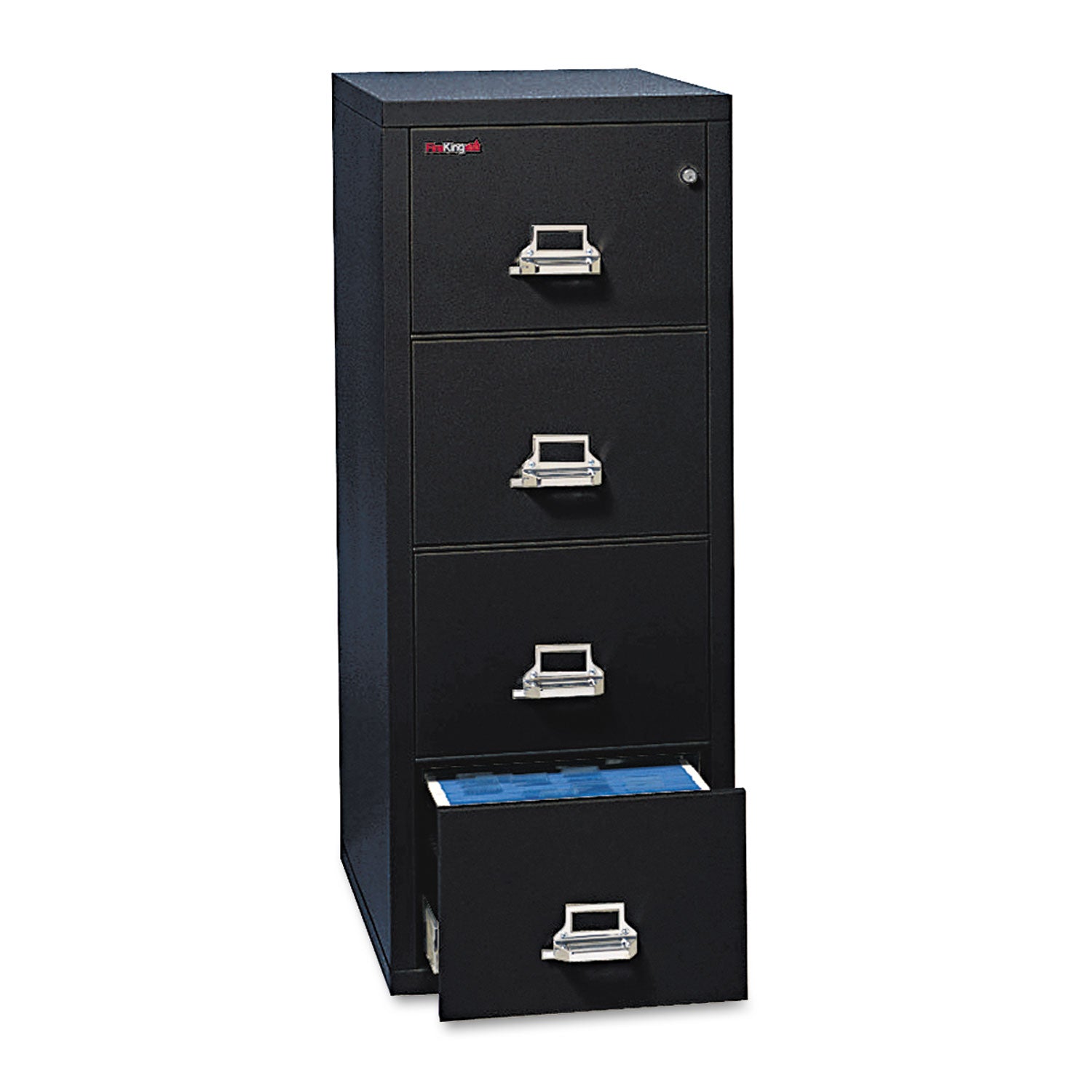 Insulated Vertical File, 1-Hour Fire Protection, 4 Letter-Size File Drawers, Black, 17.75" x 25" x 52.75 -