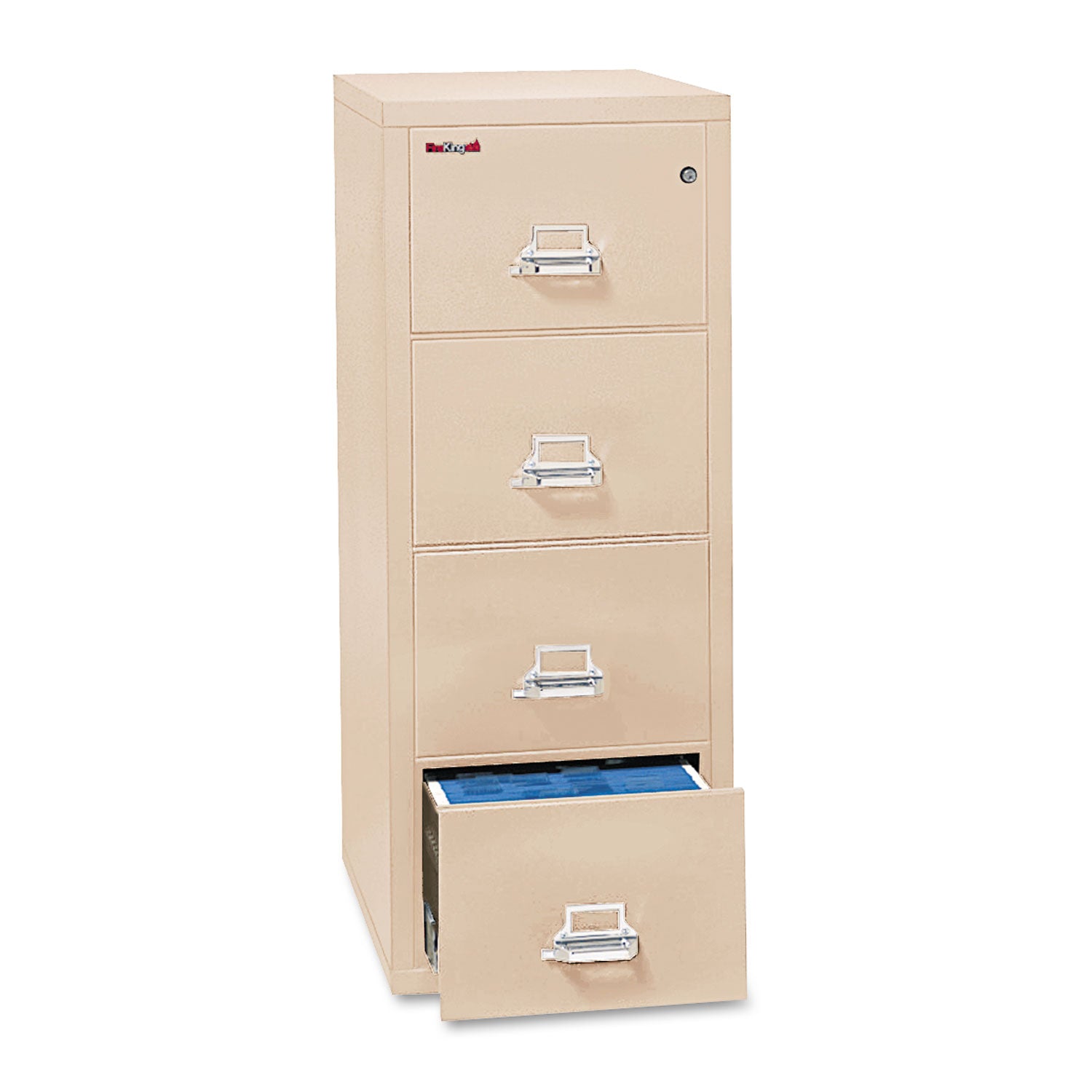 Insulated Vertical File, 1-Hour Fire Protection, 4 Legal-Size File Drawers, Parchment, 20.81" x 31.56" x 52.75 -