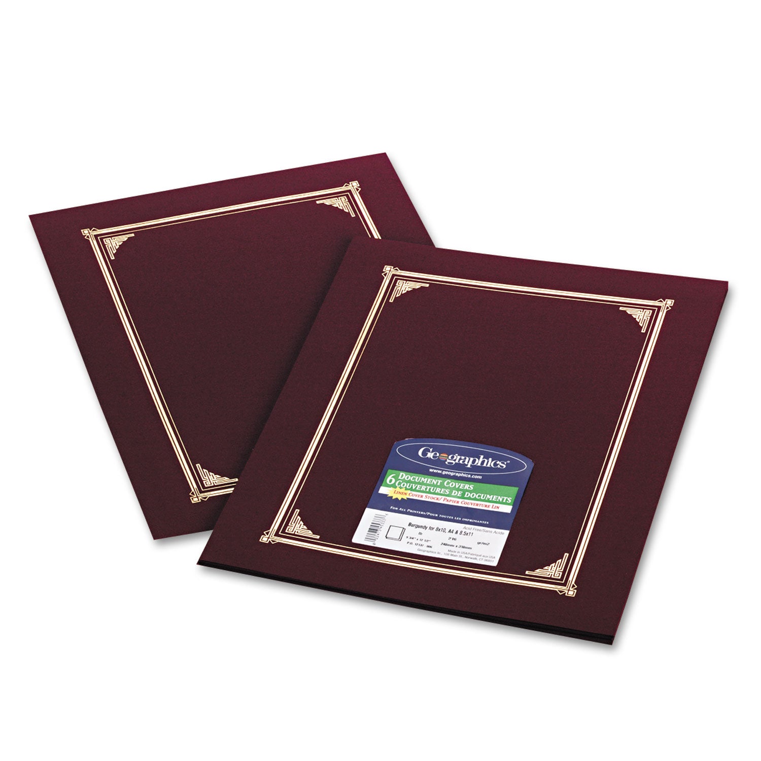 Certificate/Document Cover, 12.5 x 9.75, Burgundy, 6/Pack -