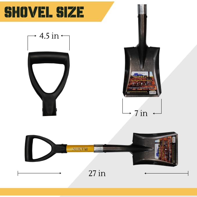 27" Square Short Transfer Shovel with Fiberglass Handle & Plastic D-Grip