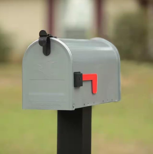 Plexon Mailboxes Classic Post Mount Mailbox - 20.28" L x 9.45" H x 6.78" W, Galvanized Steel, Gray, Rust-Resistant Powder Coated Finish