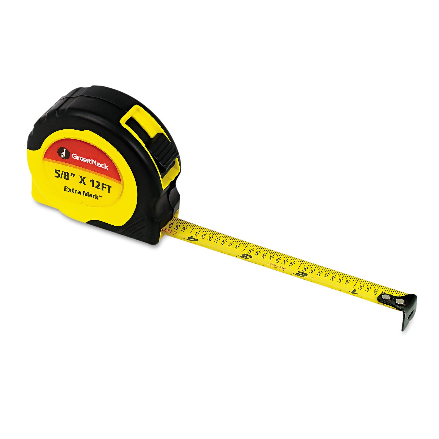 ExtraMark Power Tape, 0.63" x 12 ft, Steel, Yellow/Black - 1