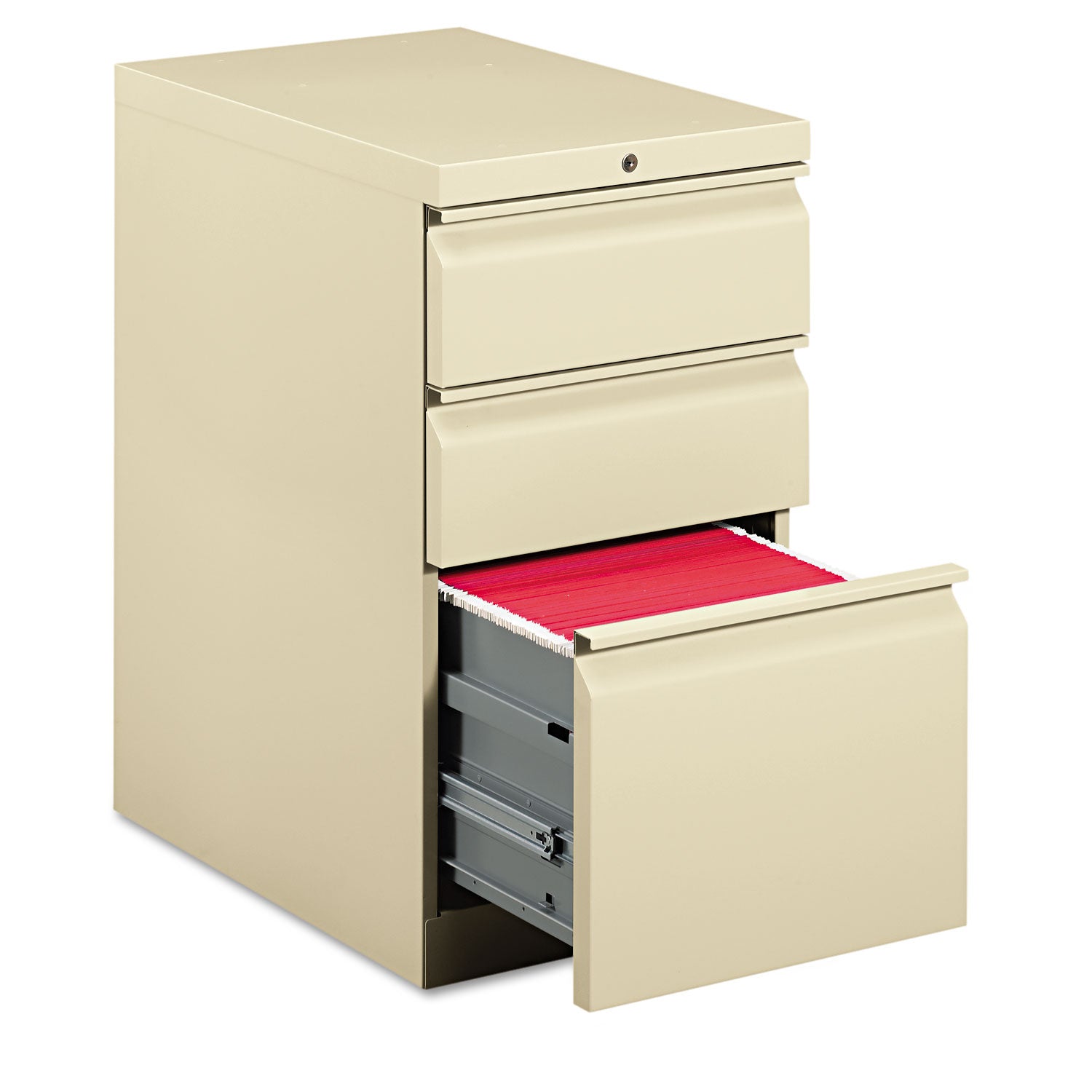 Brigade Mobile Pedestal with Pencil Tray Insert Left/Right, 3-Drawers: Box/Box/File, Letter, Putty, 15" x 22.88" x 28 -