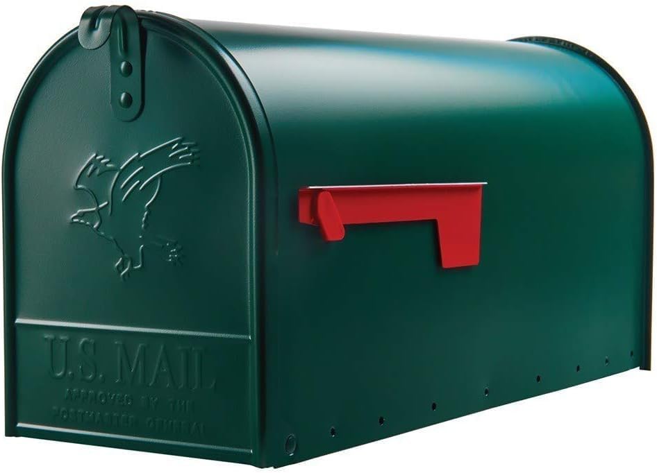 Plexon Outside Сurbside Horizontal Classic Mailbox, Dark Green, 20-1/2"L x 8-1/2"H x 6-7/8"W, Made in USA.