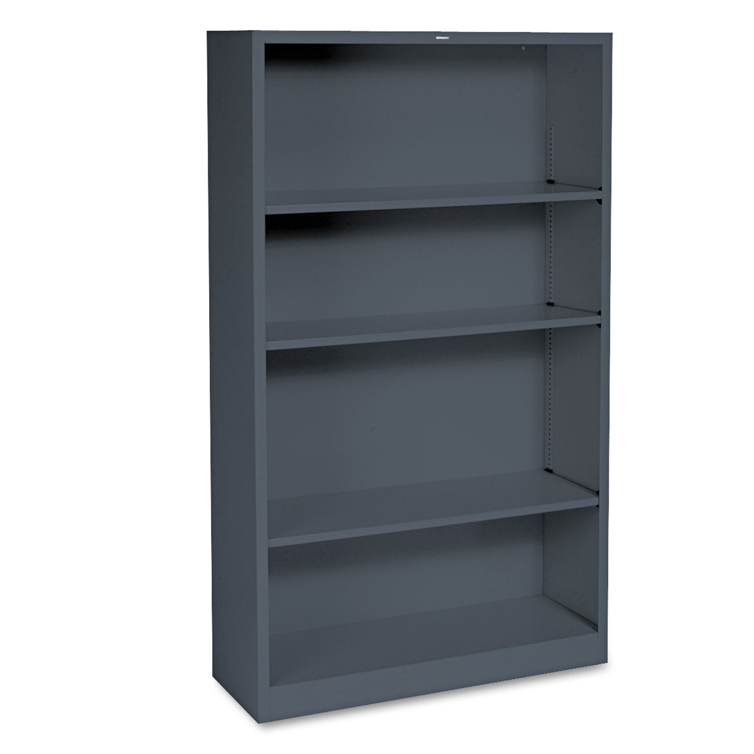 Metal Bookcase, Four-Shelf, 34.5w x 12.63d x 59h, Charcoal -
