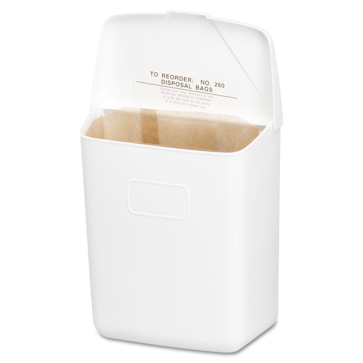 Wall Mount Sanitary Napkin Receptacle-PPC, 1 gal, PPC Plastic, White -