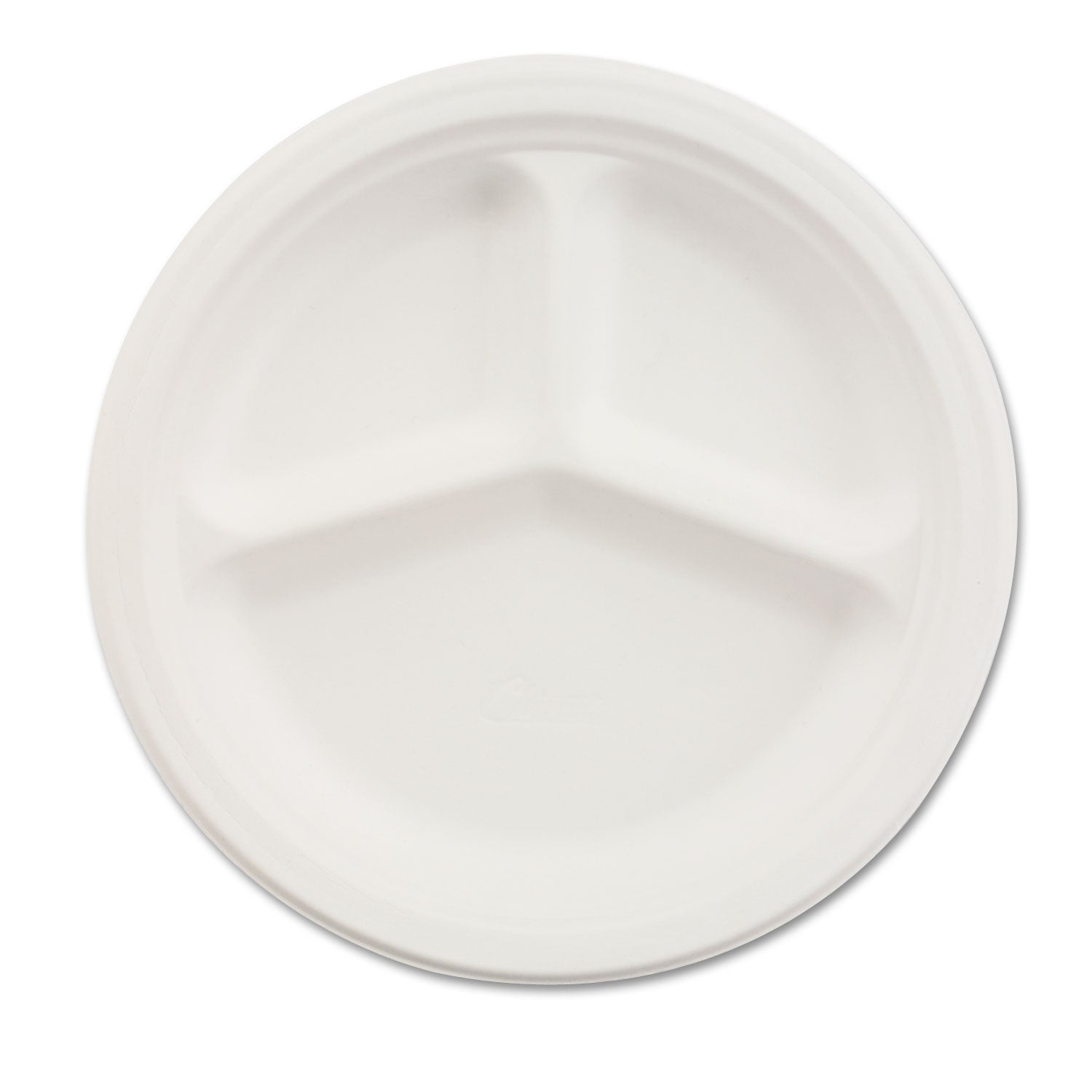 Paper Dinnerware, 3-Compartment Plate, 10.25" dia, White, 500/Carton -