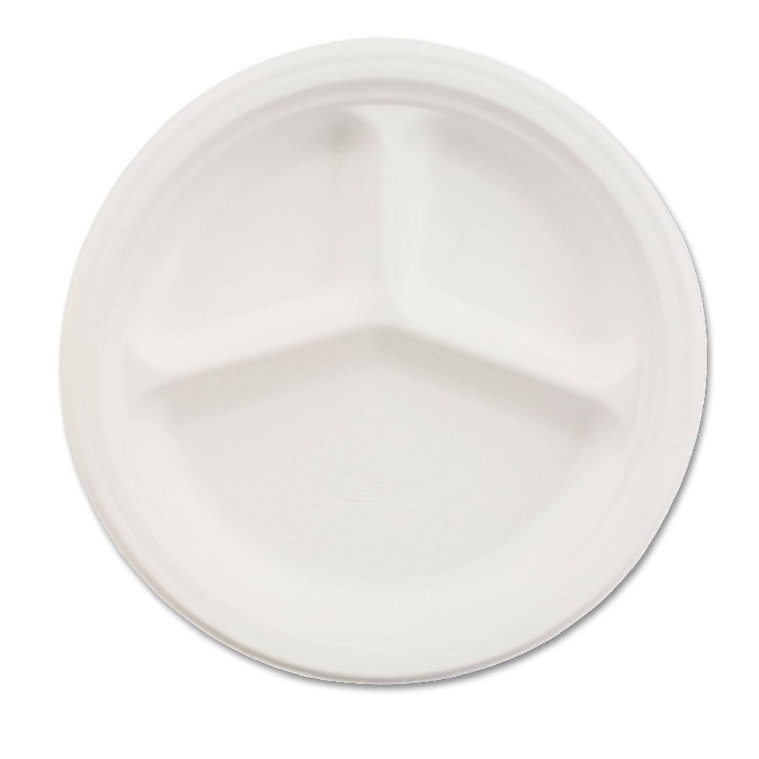 Paper Dinnerware, 3-Compartment Plate, 9.25" dia, White, 500/Carton -
