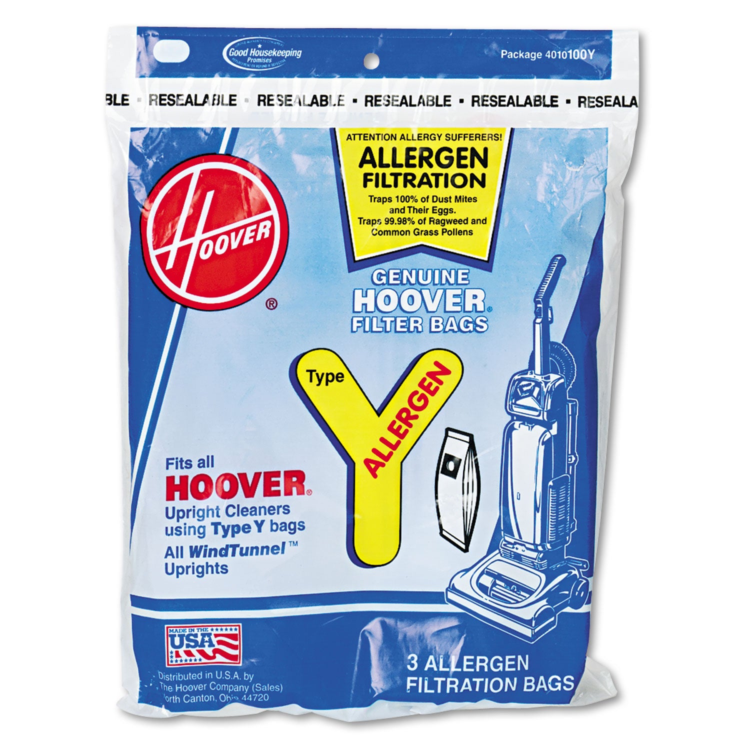 Disposable Allergen Filtration Bags for Commercial WindTunnel Vacuum, 3/Pack -