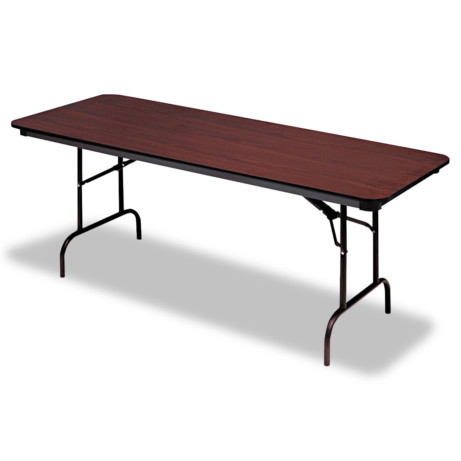 OfficeWorks Commercial Wood-Laminate Folding Table, Rectangular, 72" x 30" x 29", Mahogany -