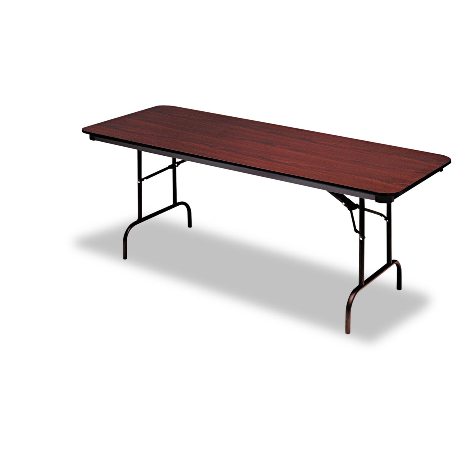 OfficeWorks Commercial Wood-Laminate Folding Table, Rectangular, 96" x 30" x 29", Mahogany -