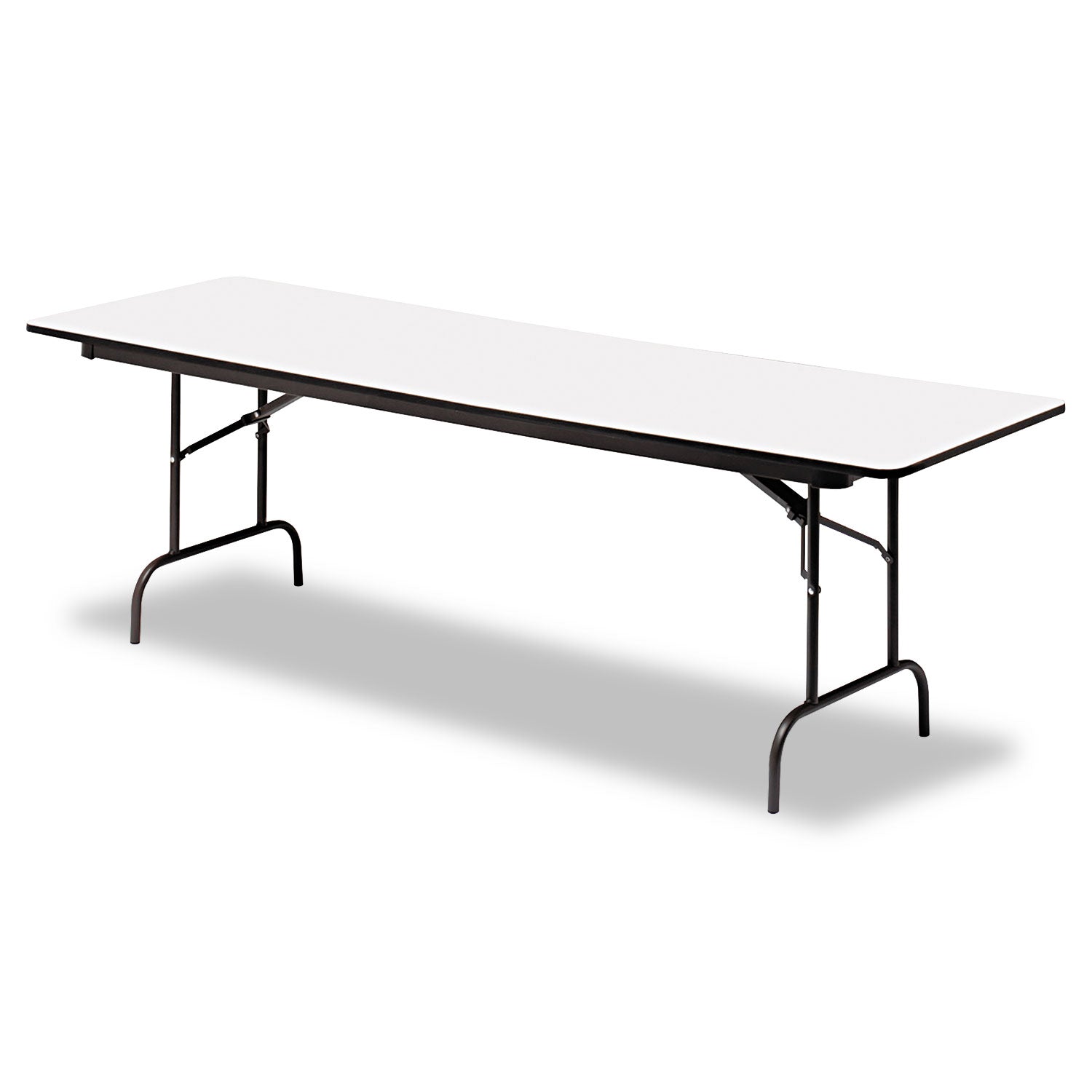 OfficeWorks Commercial Wood-Laminate Folding Table, Rectangular, 96" x 30" x 29", Gray/Charcoal -