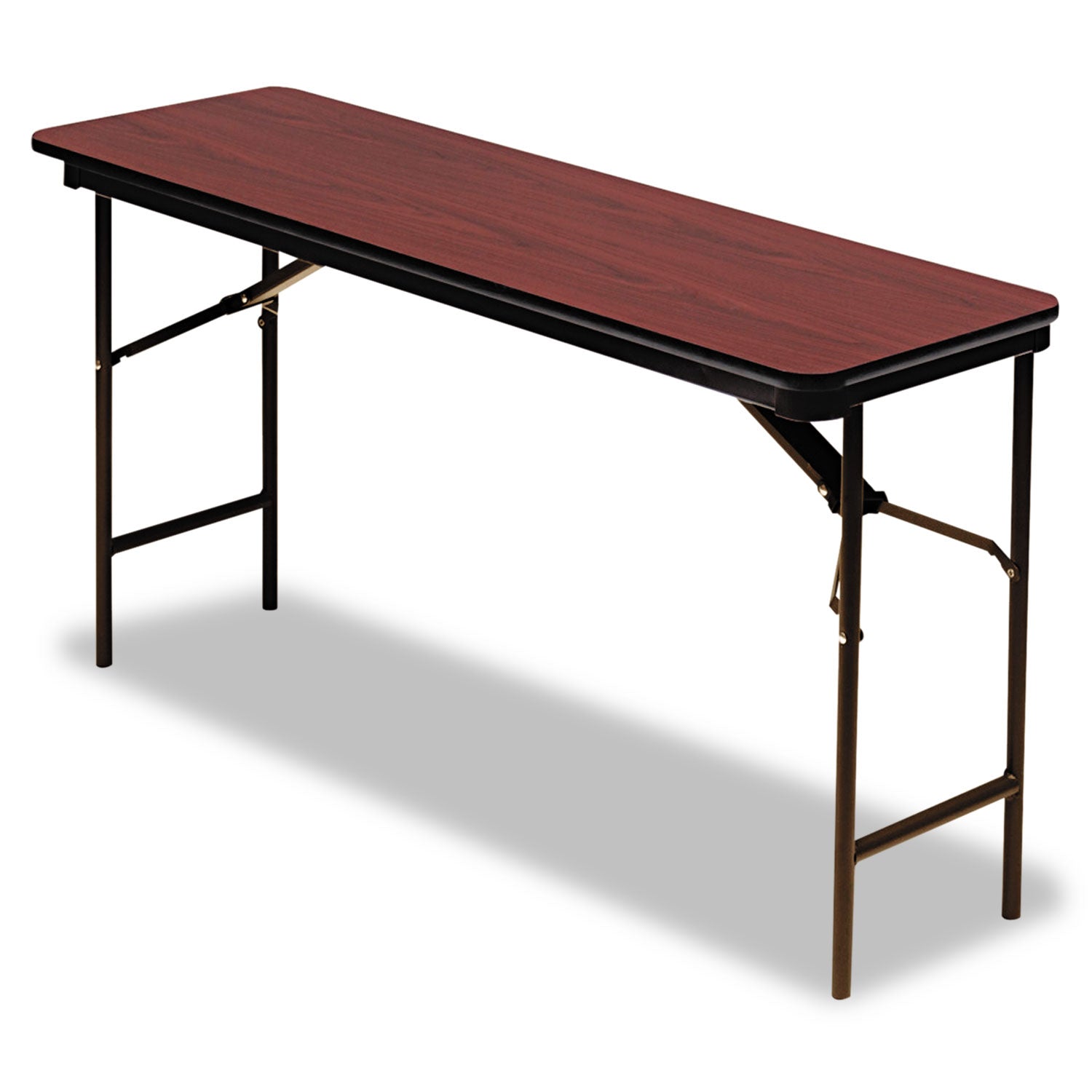 OfficeWorks Commercial Wood-Laminate Folding Table, Rectangular, 72" x 18" x 29", Mahogany -