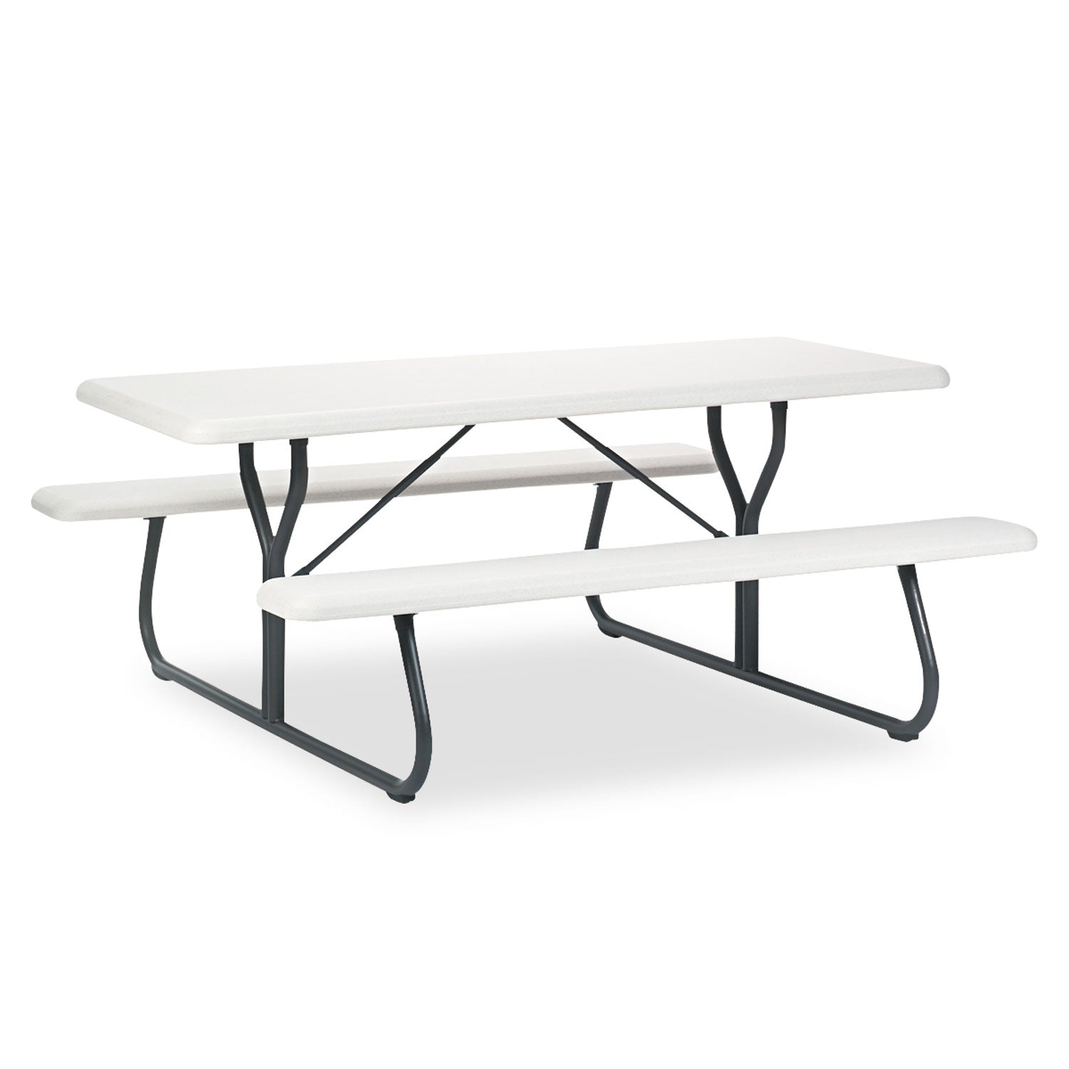 IndestrucTable Classic Picnic Table, Rectangular, 72" x 30" x 29", Platinum/Gray -