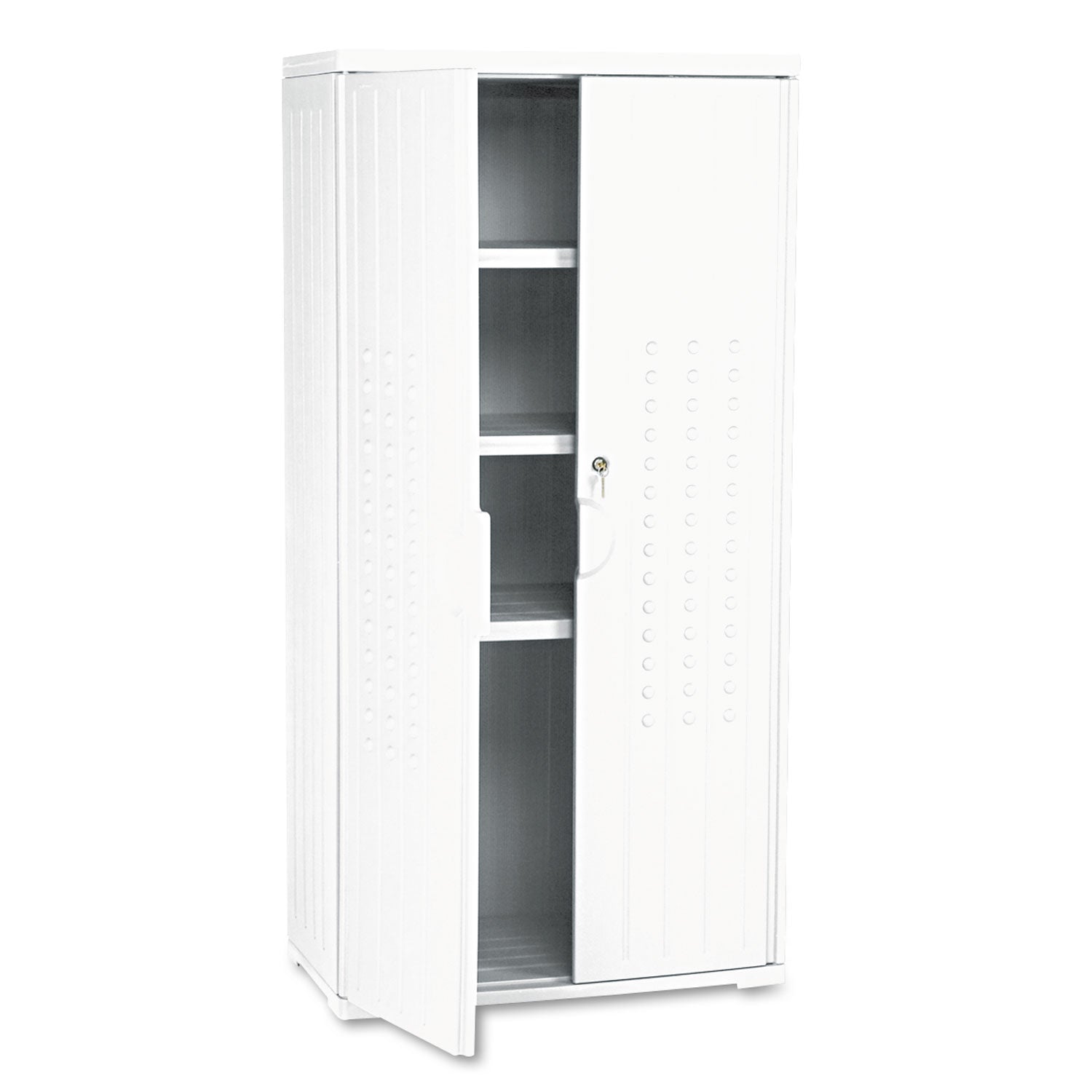 Rough n Ready Storage Cabinet, Three-Shelf, 33w x 18d x 66h, Platinum -
