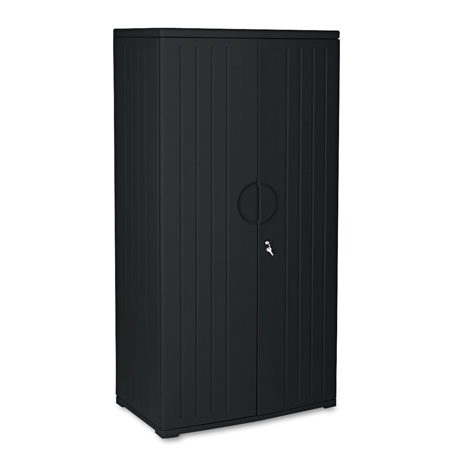 Rough n Ready Storage Cabinet, Four-Shelf, 36w x 22d x 72h, Black -