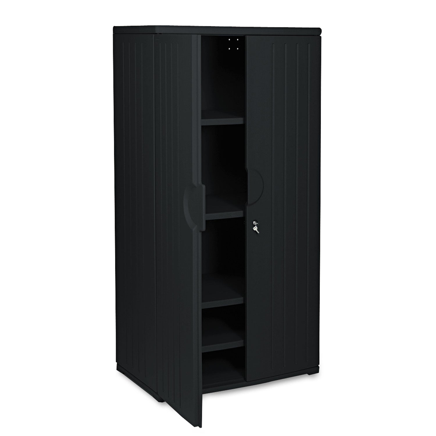 Rough n Ready Storage Cabinet, Four-Shelf, 36w x 22d x 72h, Black -