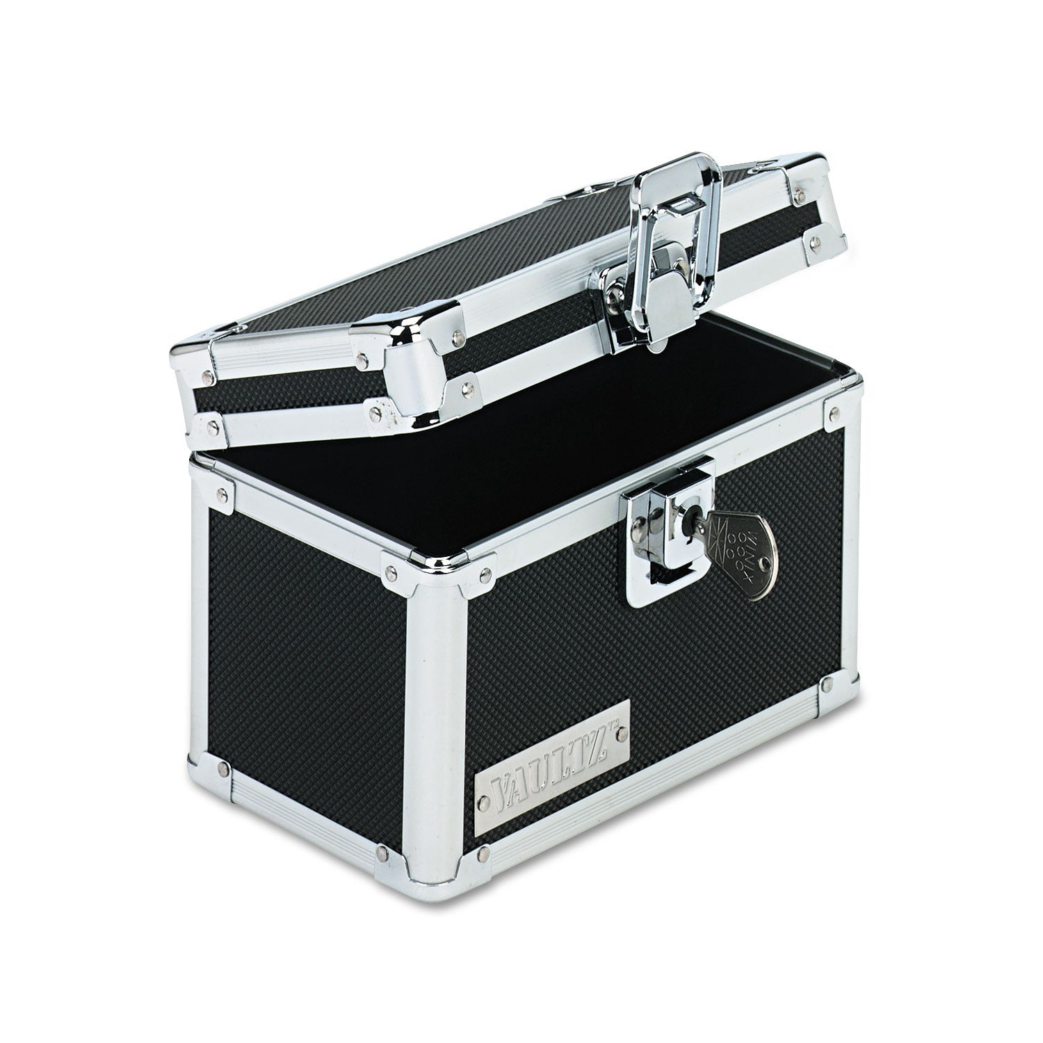 Vaultz Locking Index Card File with Flip Top, Holds 350 3 x 5 Cards, 6 x 4 x 4.25, Black -