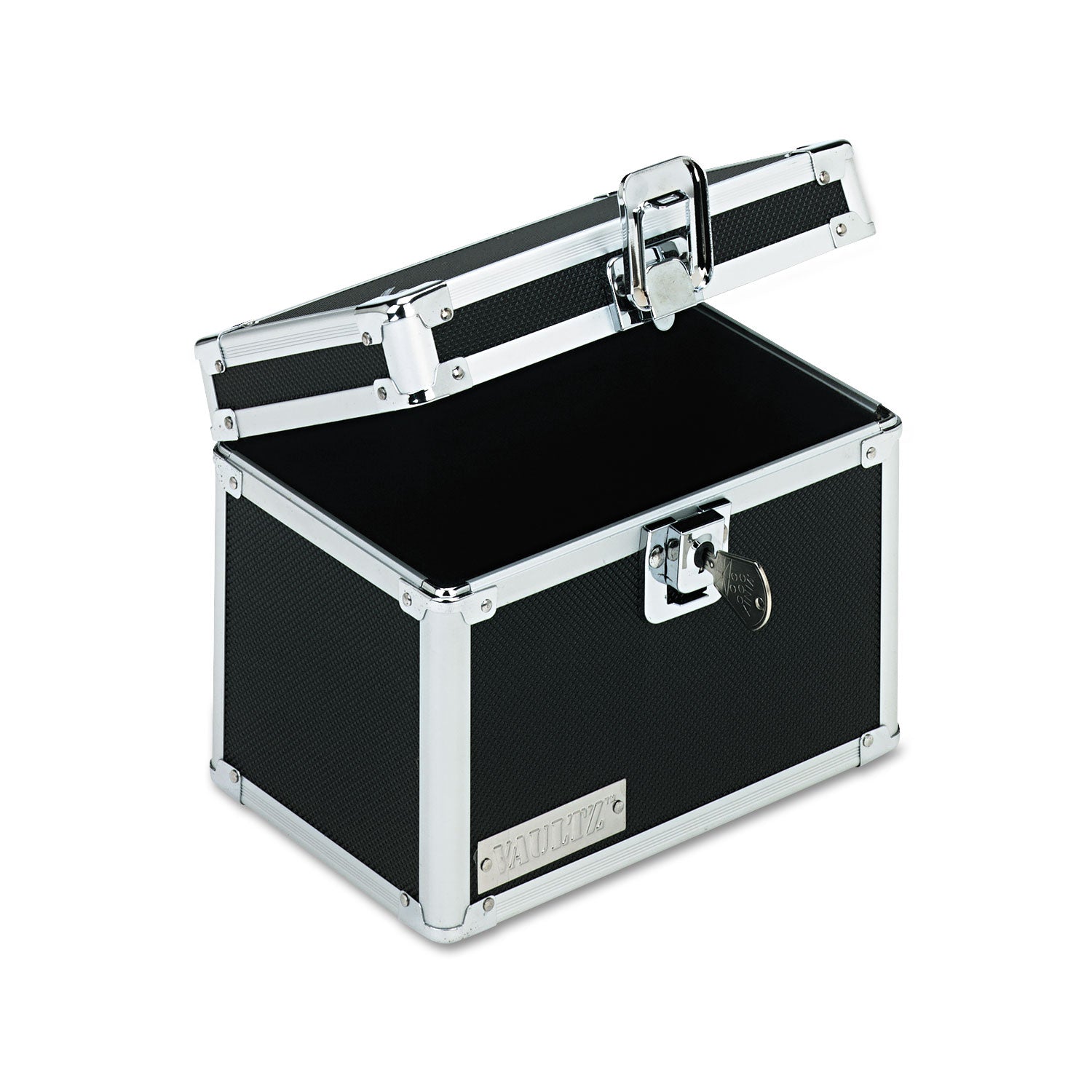 Vaultz Locking Index Card File with Flip Top, Holds 450 4 x 6 Cards, 7 x 5 x 5, Black -