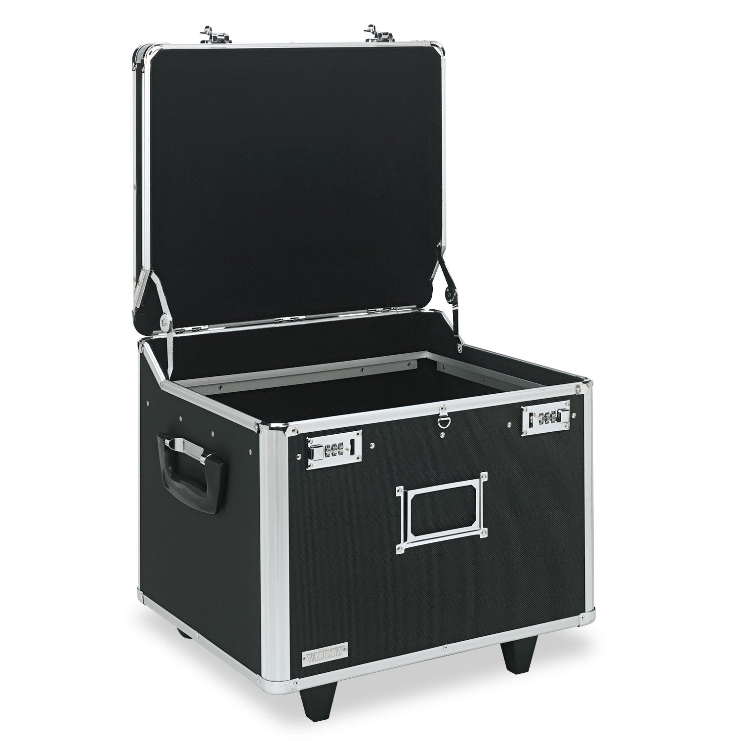 Locking Mobile File Chest, Letter/Legal Files, 17.5" x 15.5" x 14.5", Black/Chrome -