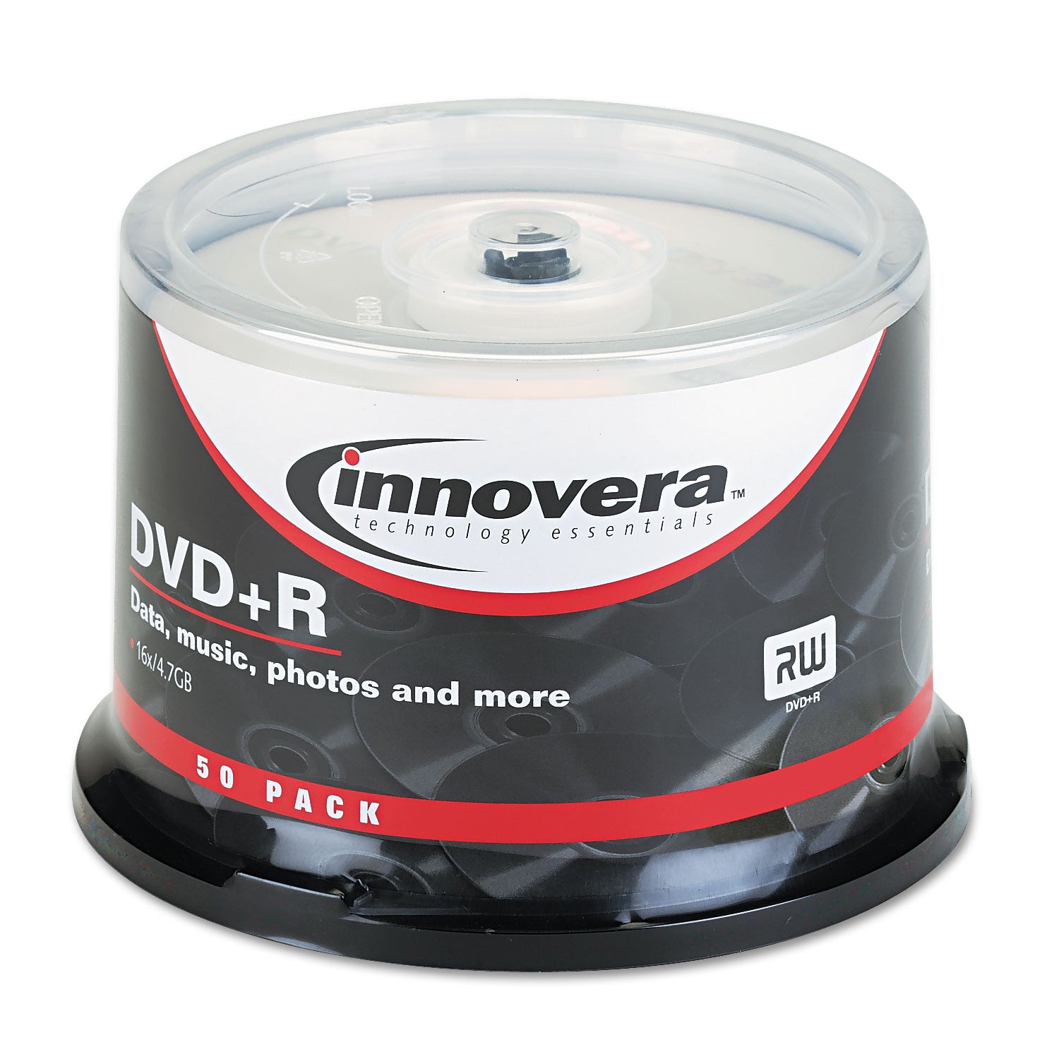 DVD+R Recordable Disc, 4.7 GB, 16x, Spindle, Silver, 50/Pack -