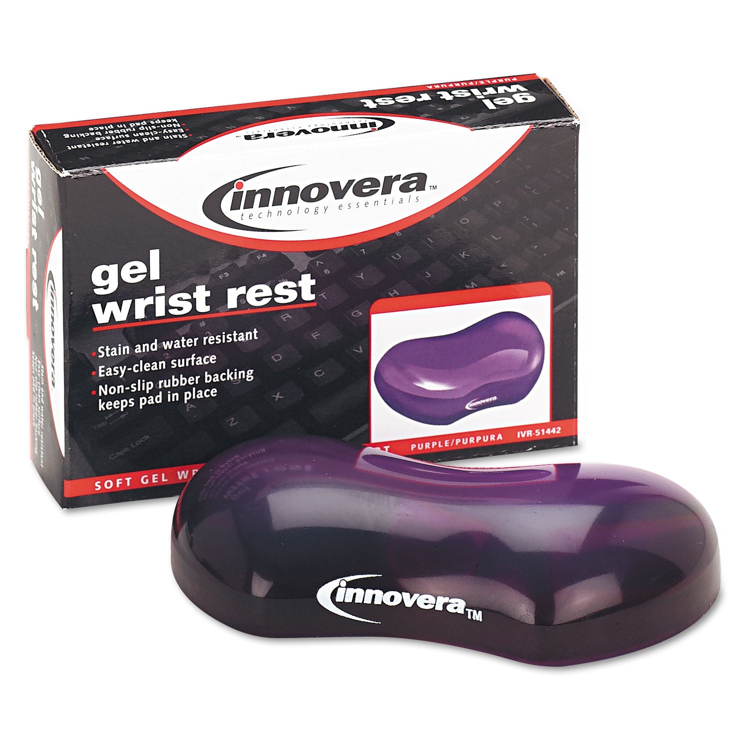 Gel Mouse Wrist Rest, 4.75 x 3.12, Purple -
