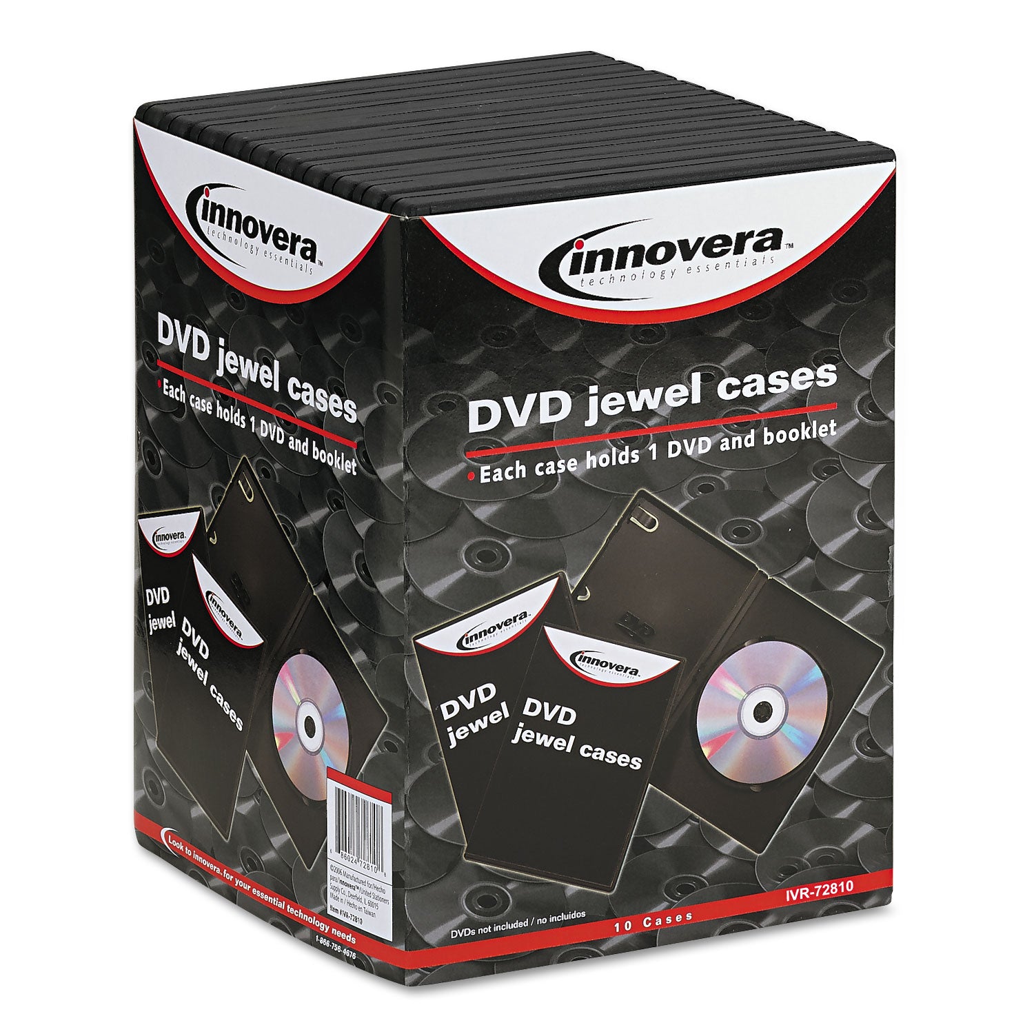 Standard DVD Case, Black, 10/Pack -