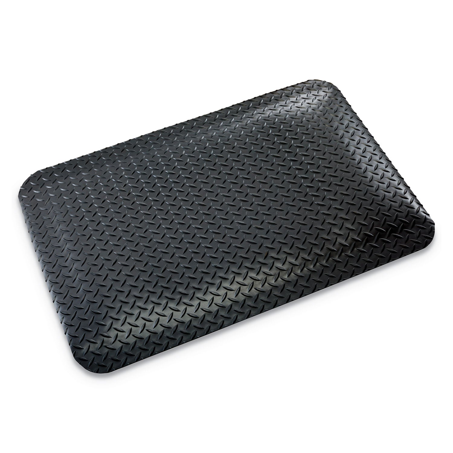 Industrial Deck Plate Anti-Fatigue Mat, Vinyl, 24 x 36, Black -