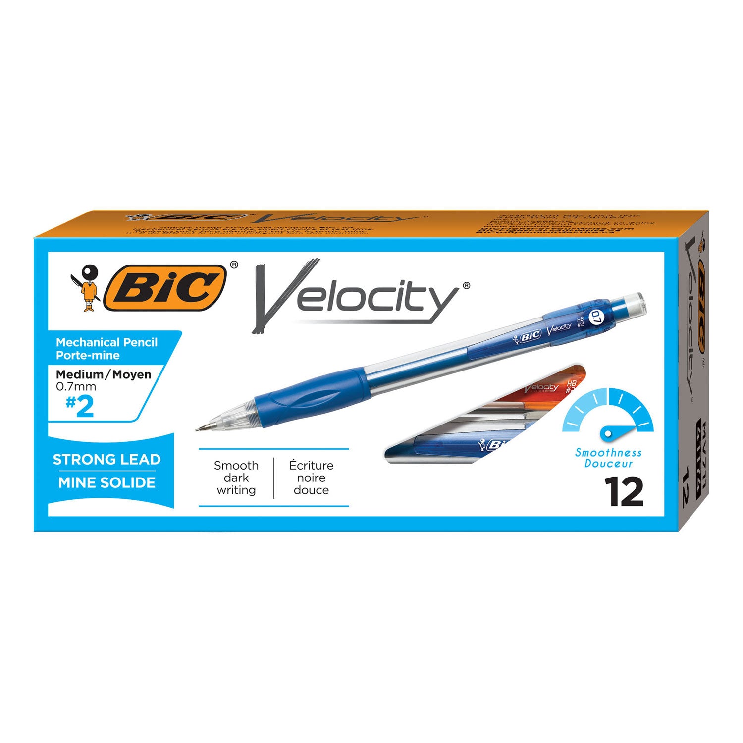 Velocity Original Mechanical Pencil, 0.7 mm, HB (#2), Black Lead, Blue Barrel, Dozen -