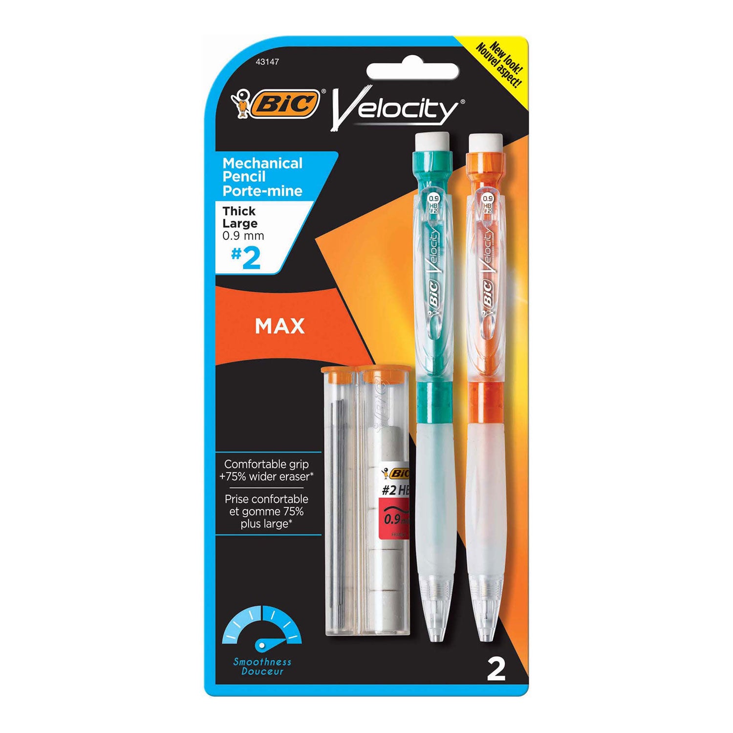 velocity-max-pencil-09-mm-hb-#2-black-lead-assorted-barrel-colors-2-pack_bicmpmx9p21 - 1