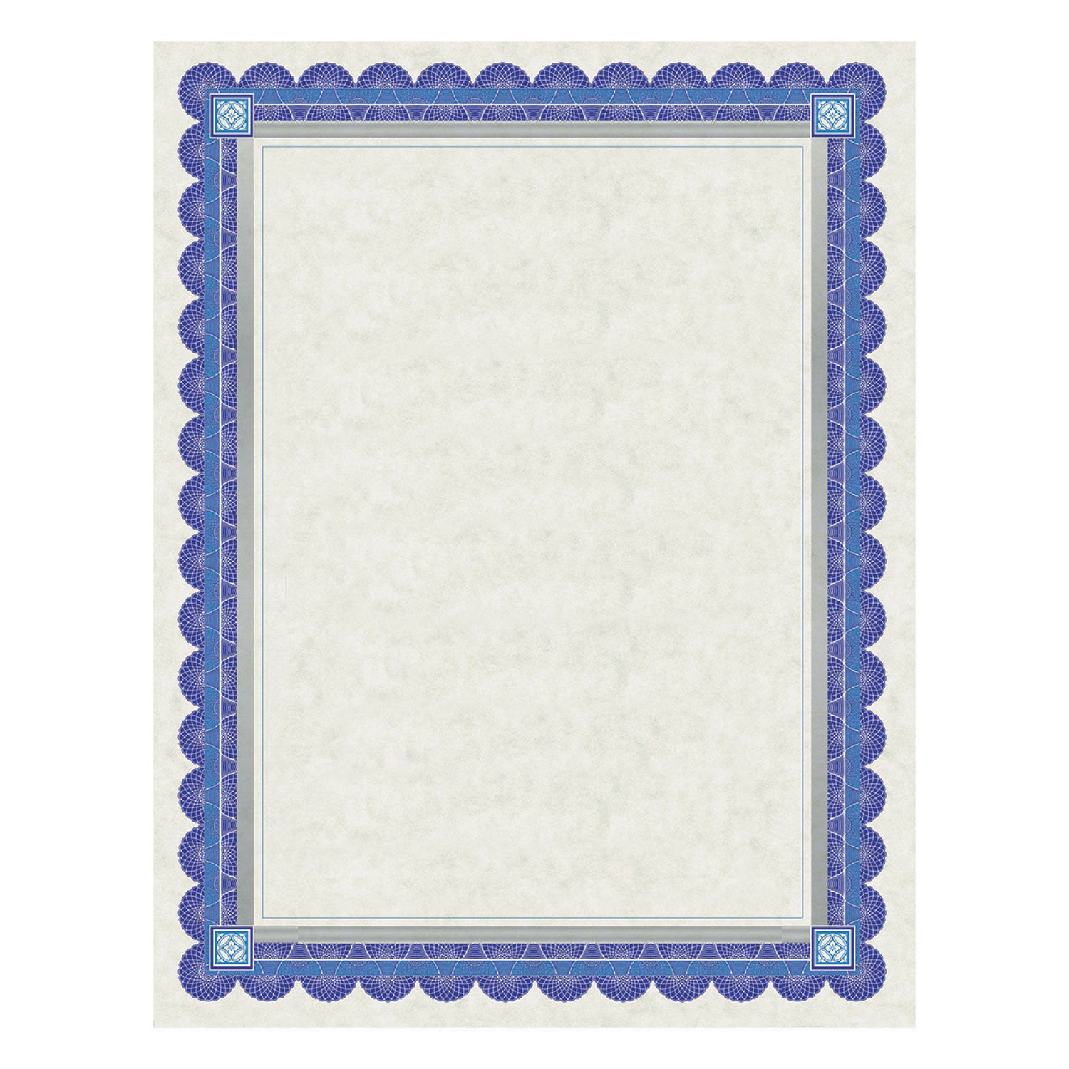 Parchment Certificates, Academic, 8.5 x 11, Ivory with Blue/Silver Foil Border, 15/Pack -