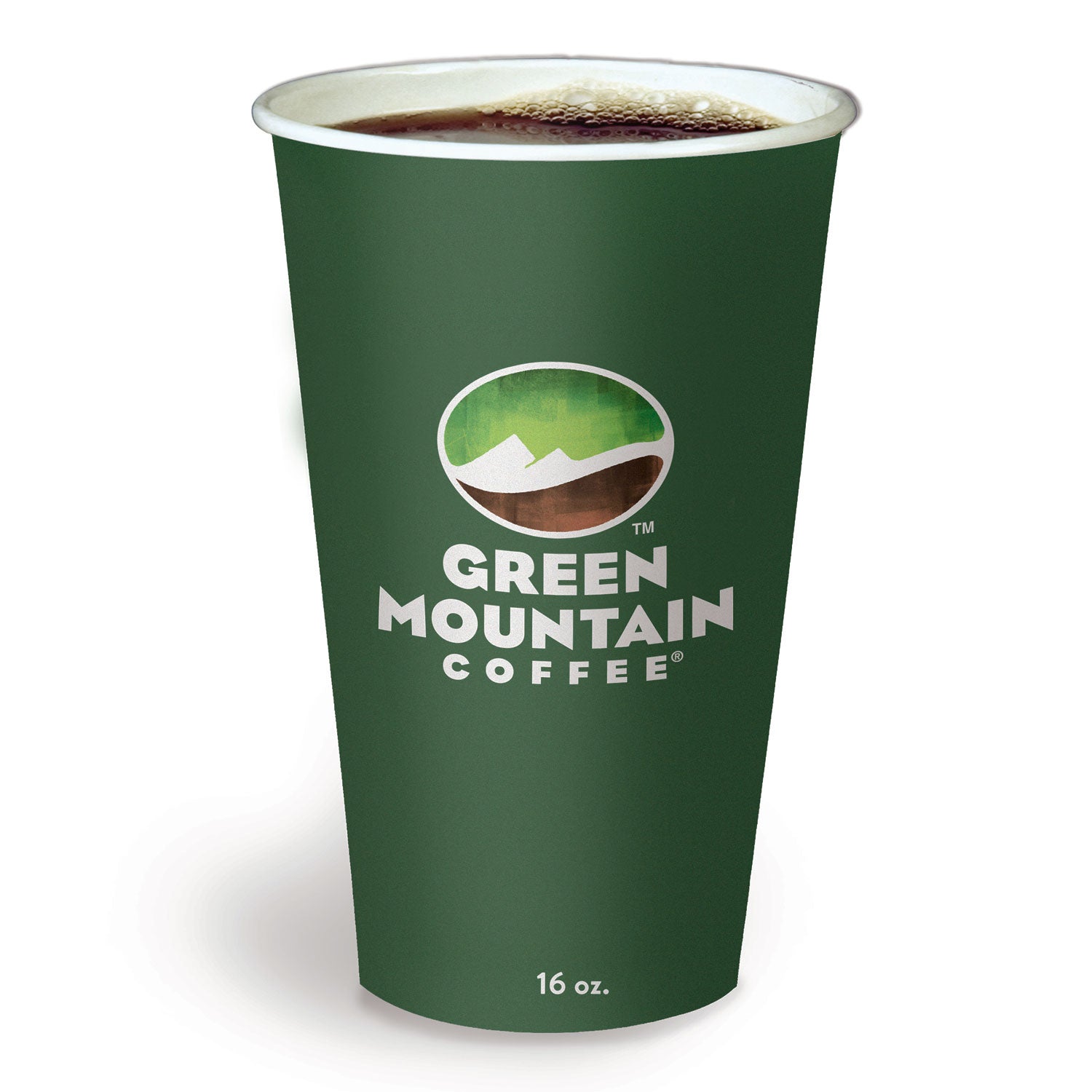 Paper Hot Cups, 16 oz, Green Mountain Design, Multicolor, 1,000/Carton - 1