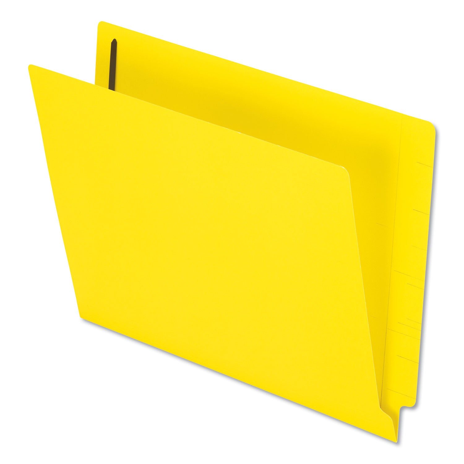 Colored Reinforced End Tab Fastener Folders, 0.75" Expansion, 2 Fasteners, Letter Size, Yellow Exterior, 50/Box -