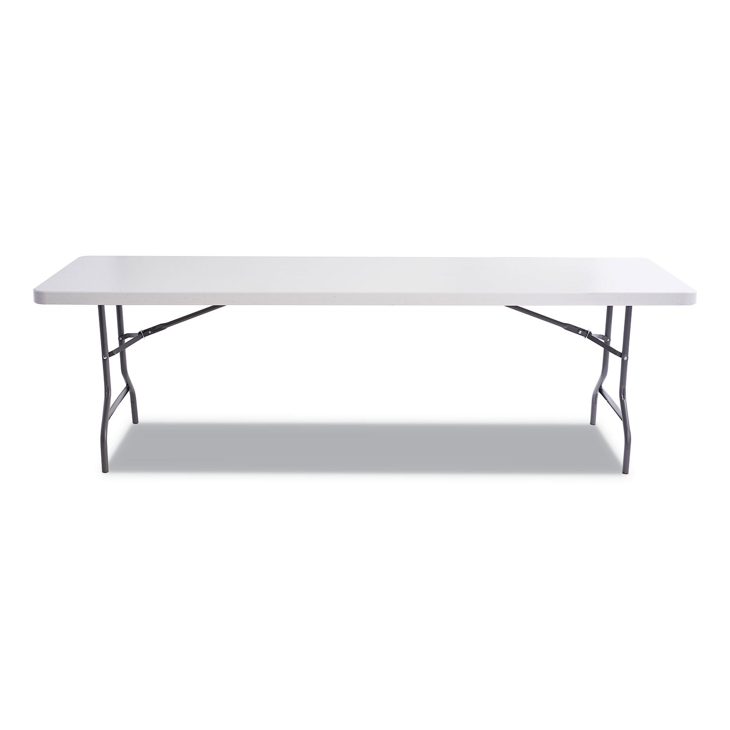 Resin Rectangular Folding Table, Square Edge, 96w x 30d x 29h, Platinum -