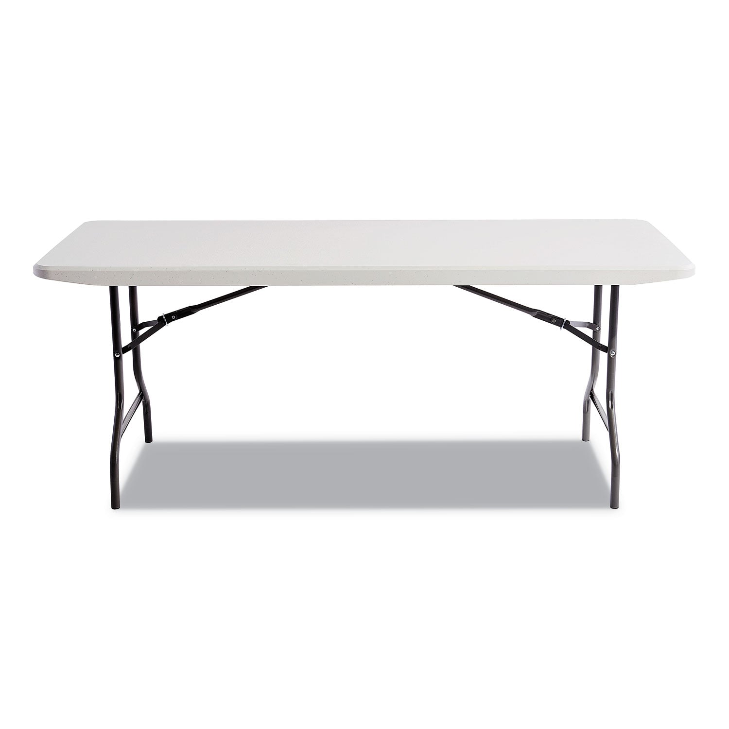 Resin Rectangular Folding Table, Square Edge, 72w x 30d x 29h, Platinum -