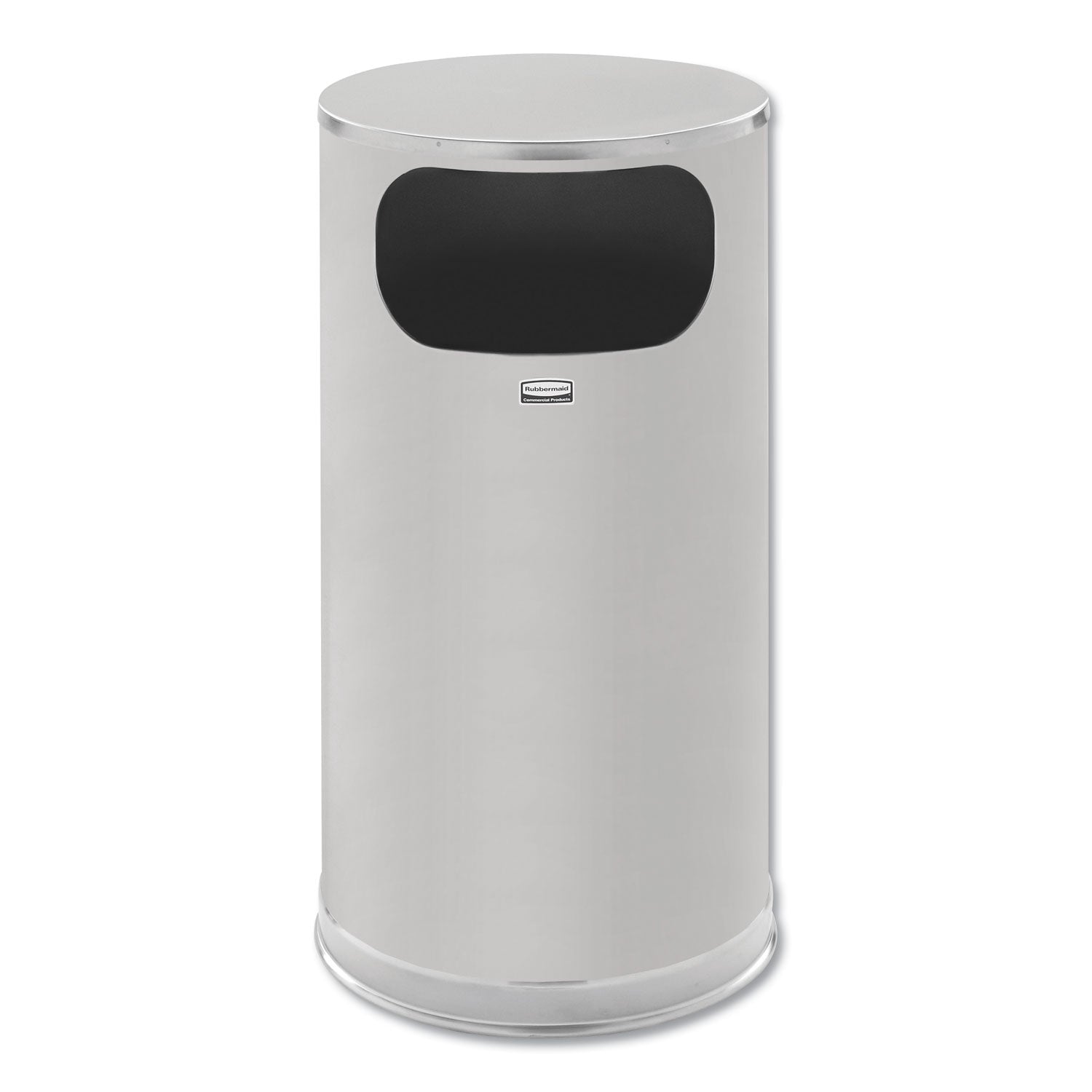 European and Metallic Series Waste Receptacle with Large Side Opening, 12 gal, Steel, Satin Stainless -