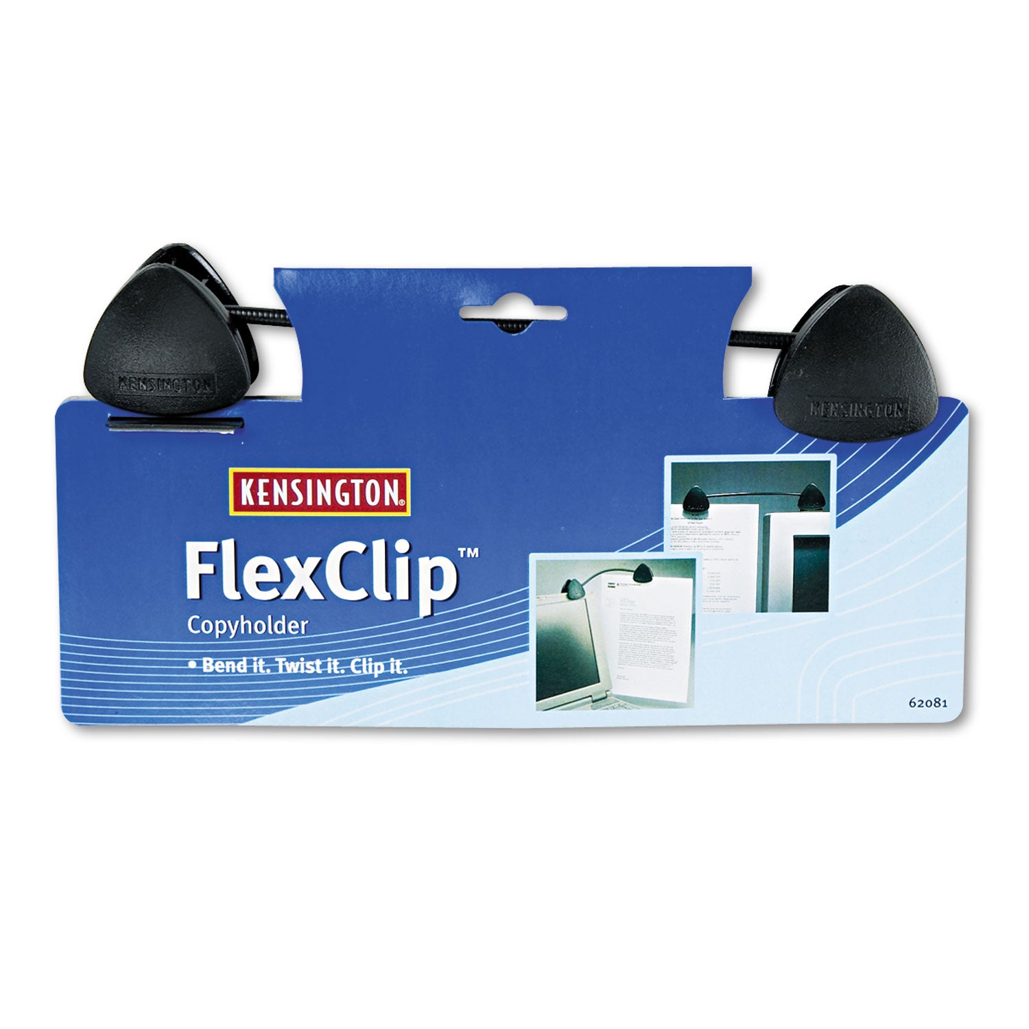 FlexClip Gooseneck Copyholder, Monitor/Laptop Mount, Plastic, Black -