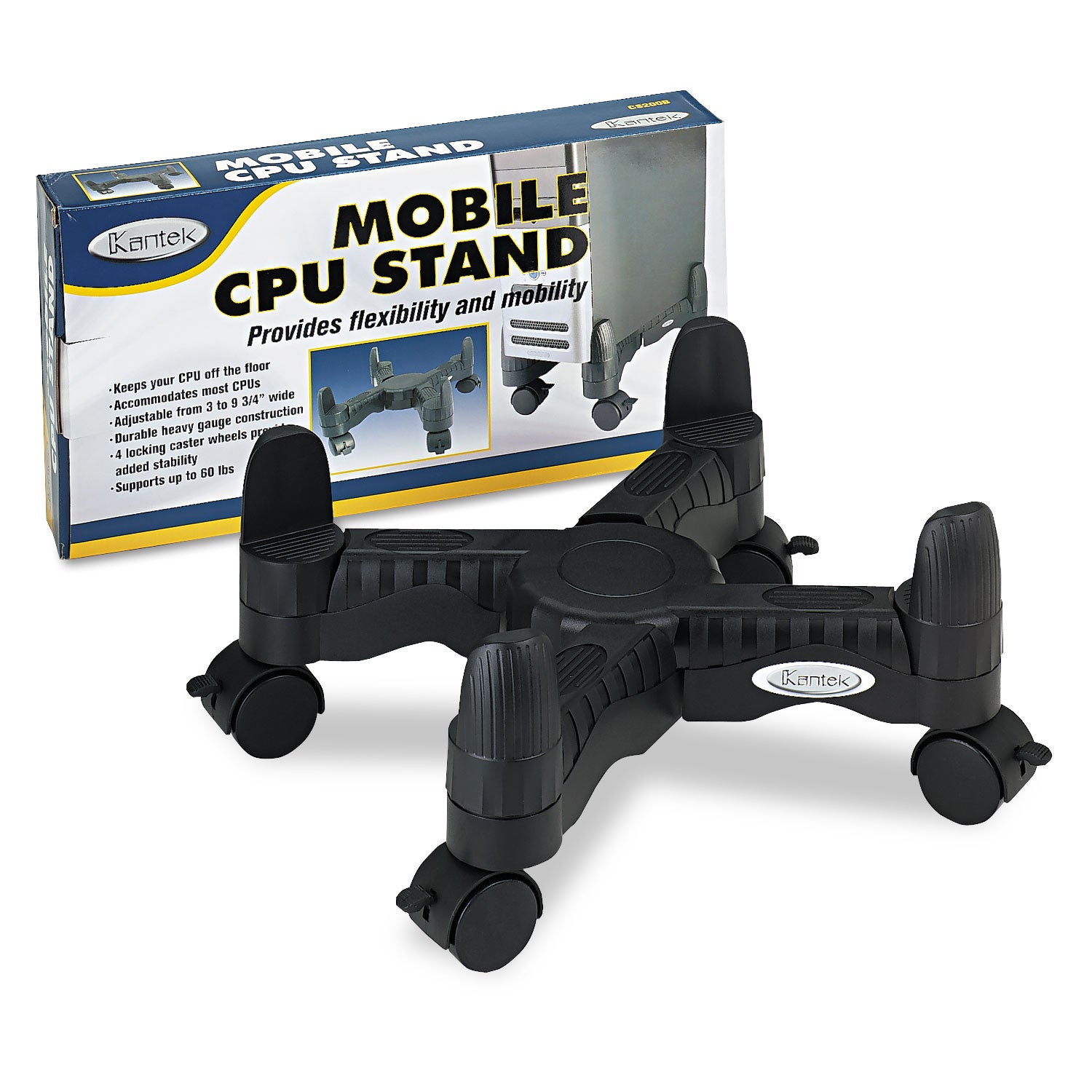 Mobile CPU Stand, Supports 60 lb, 4.5w x 16d x 7h, Black -