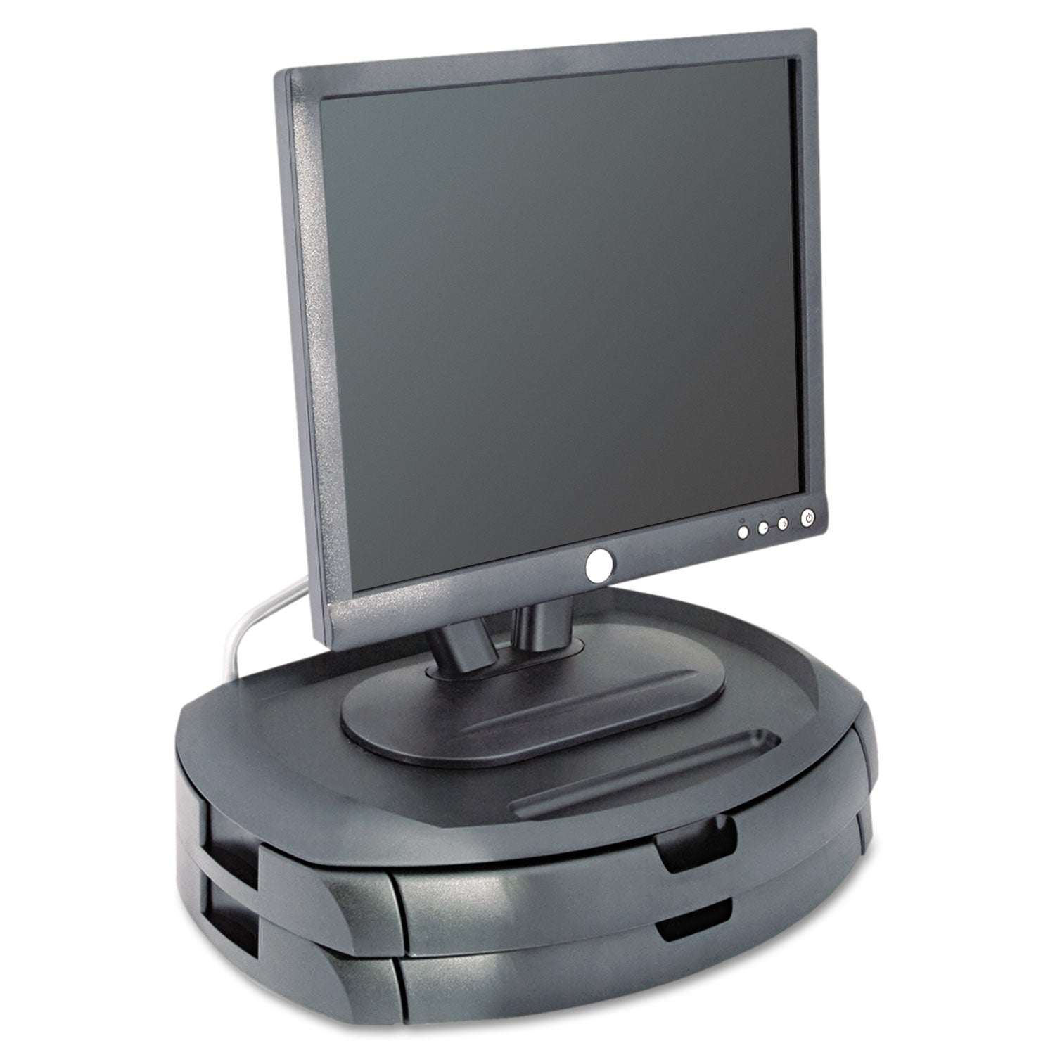 LCD Monitor Stand, 18" x 12.5" x 5", Black, Supports 35 lbs -